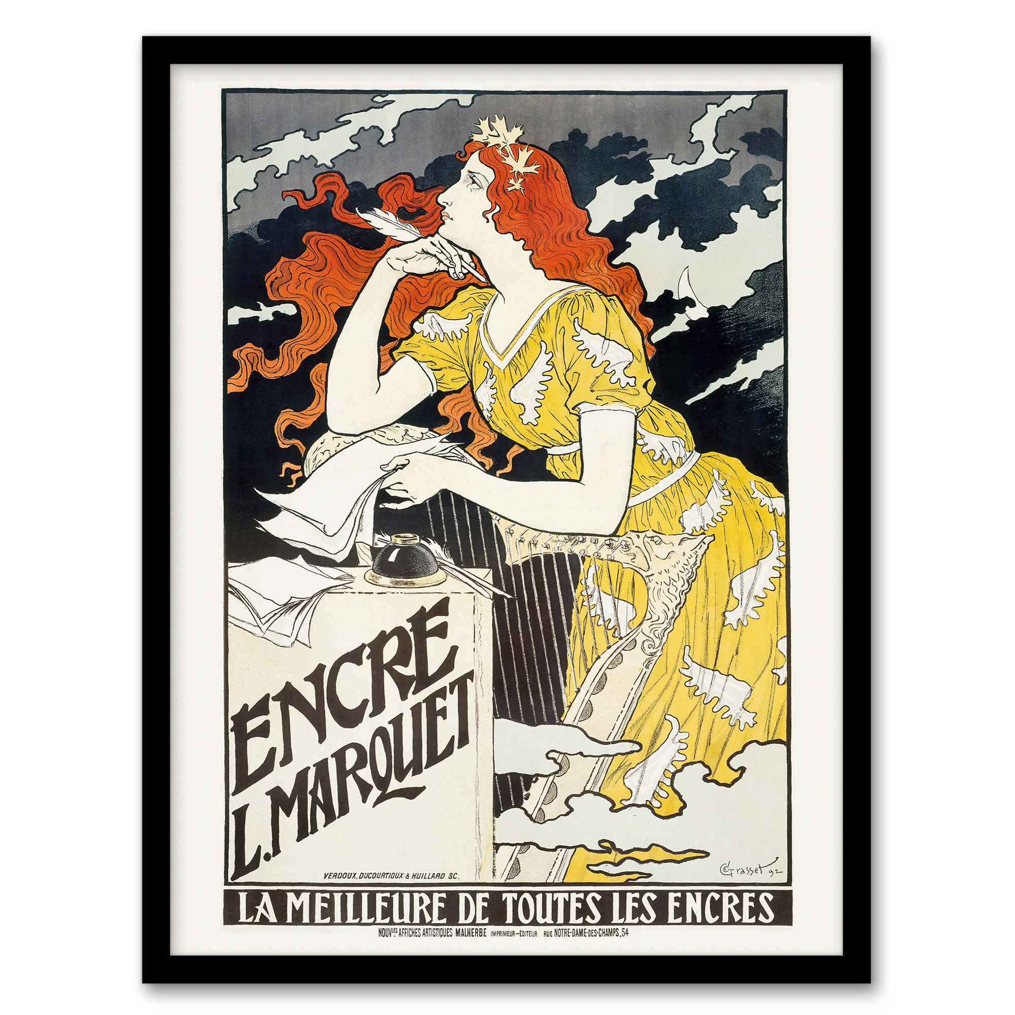 Eugene Grasset Encre Marquet Ink Vintage Art Nouveau Ad Framed Art Print A3/A4