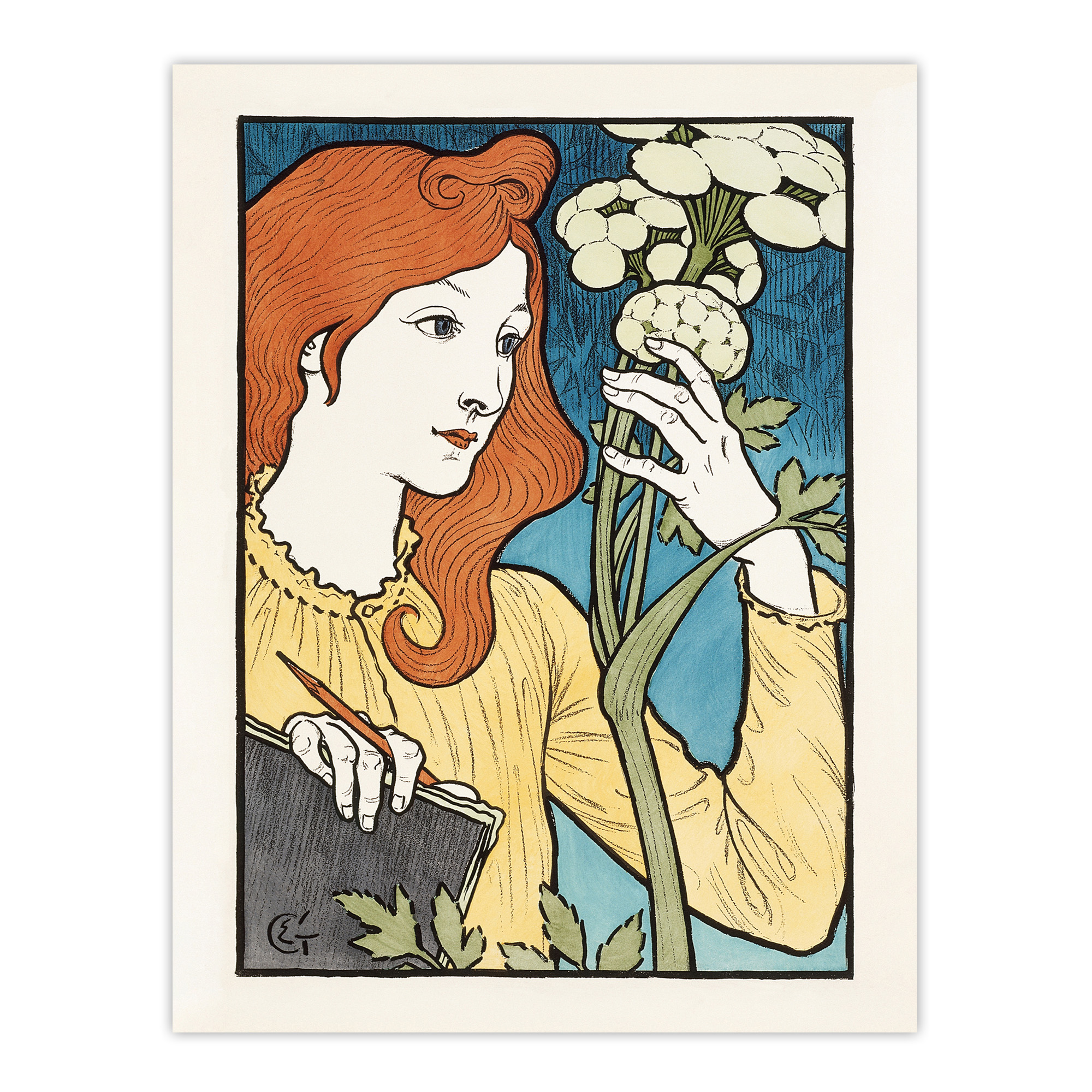 Salon des Cent Woman With Flower Grasset Wall Art Poster Print