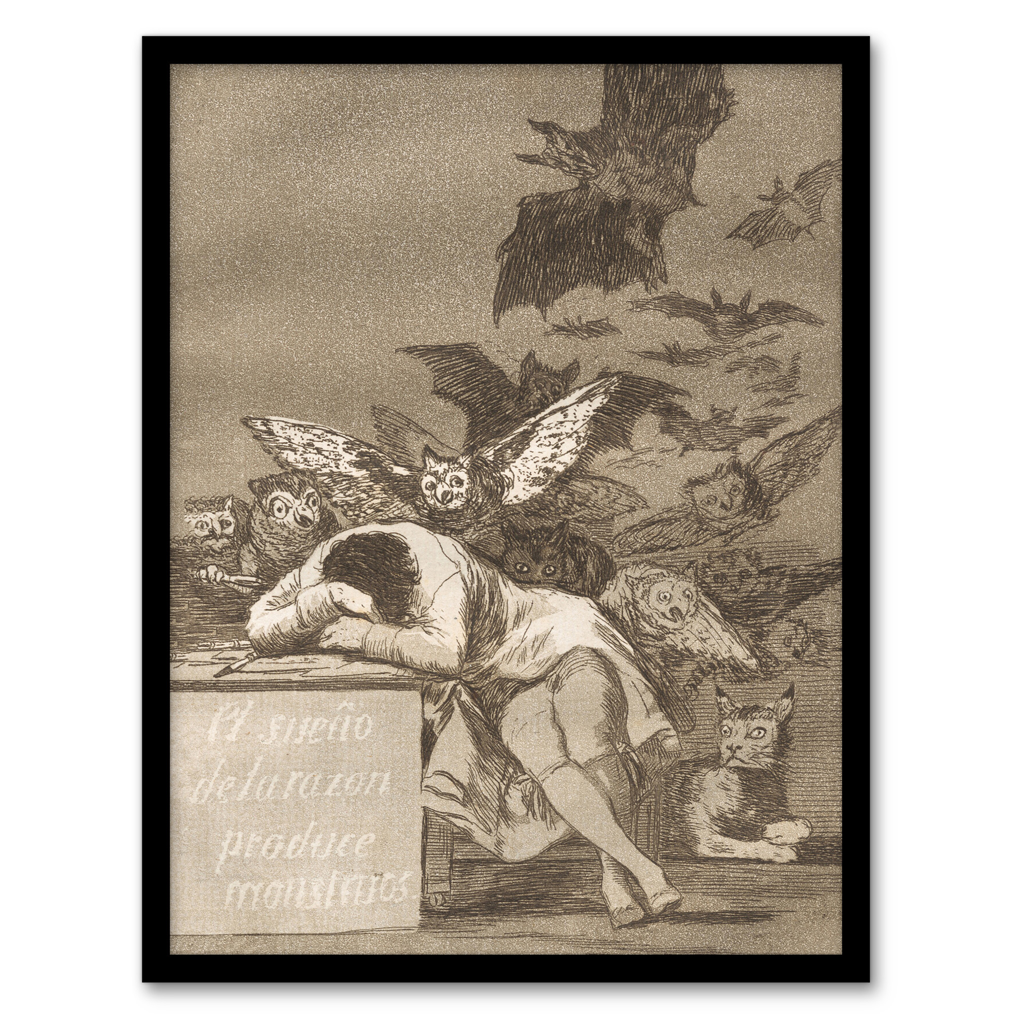 Francisco Goya The Sleep of Reason Produces Monsters Framed Wall Art Print A3/A4