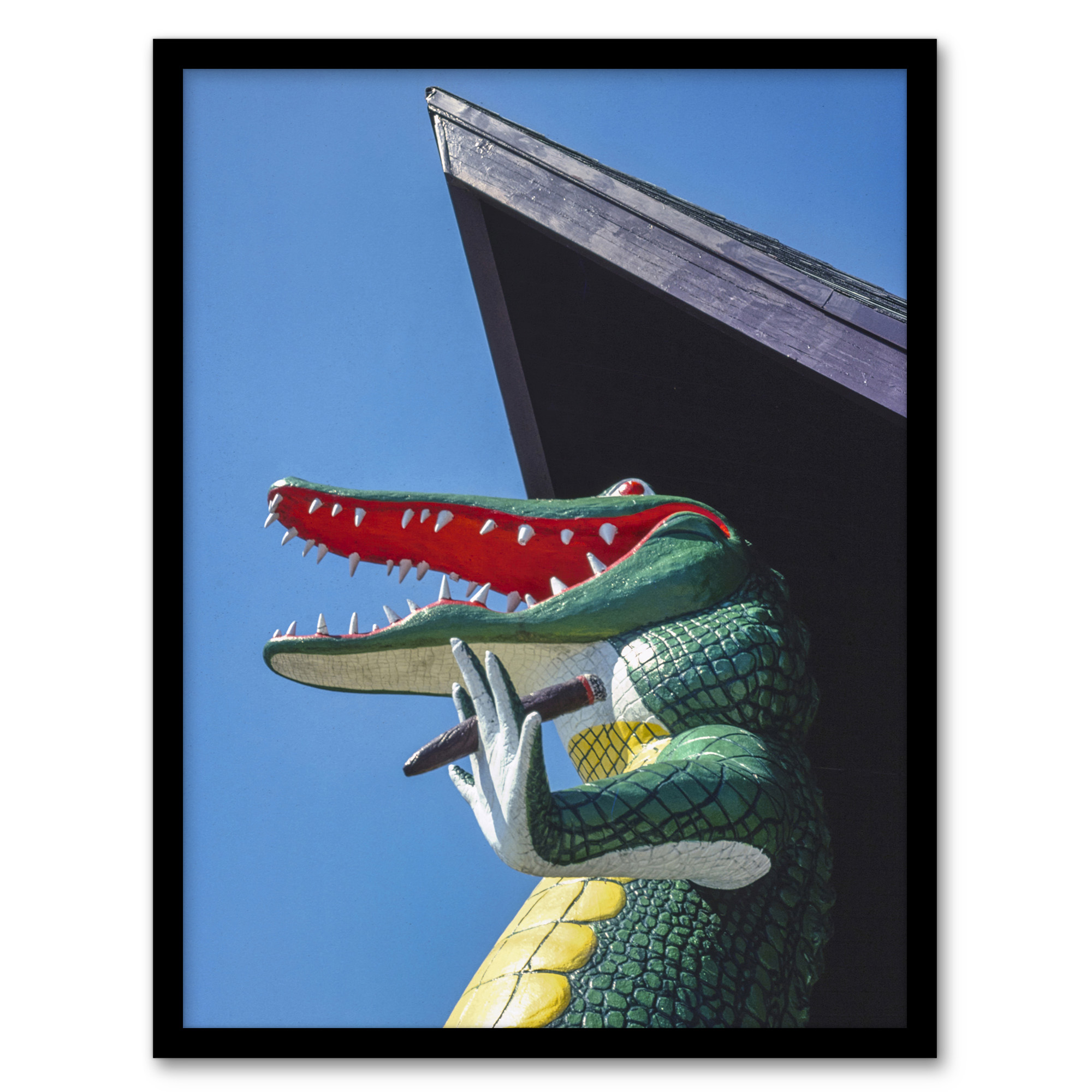 John Margolies Gatorland Zoo Alligator With Cigar Photo Framed Art Print A3/A4
