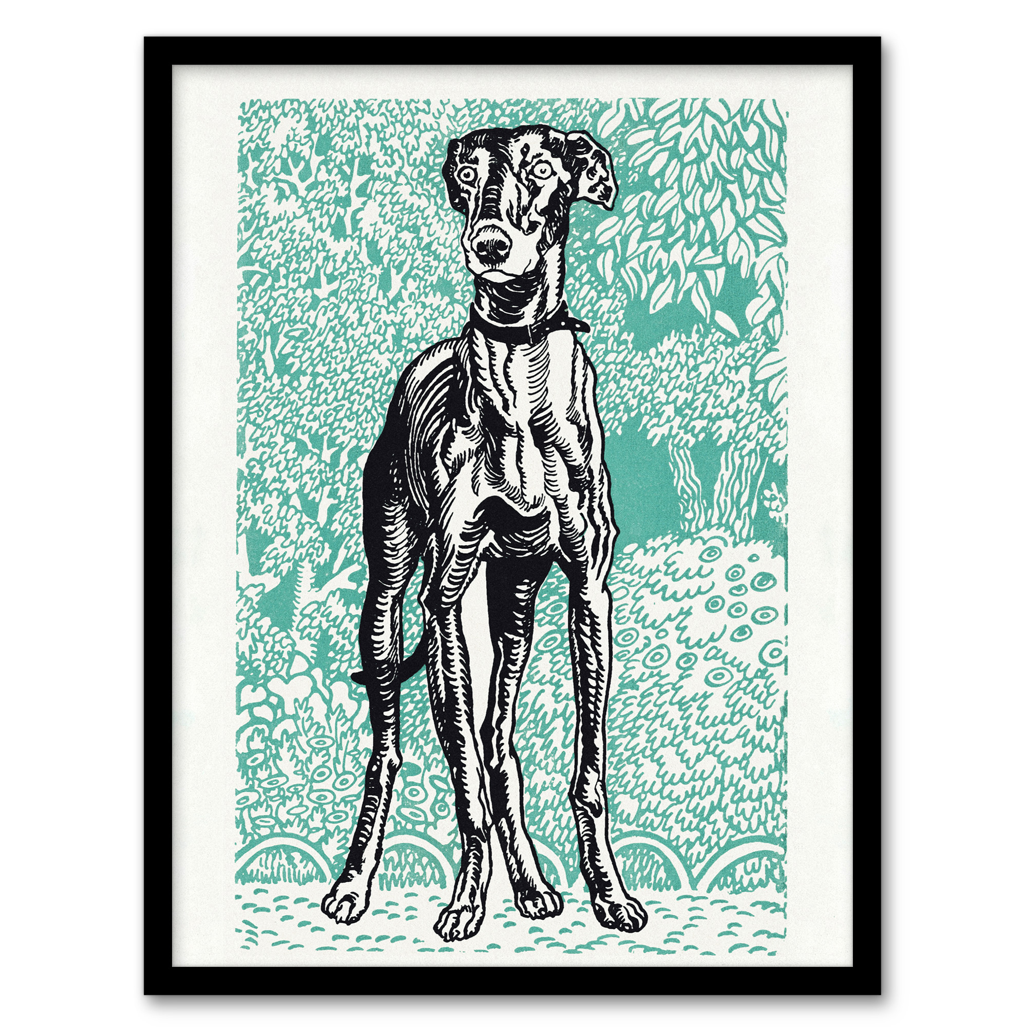 Moriz Jung Dog Lover Greyhound Animal Portrait Framed Wall Art Print A3/A4