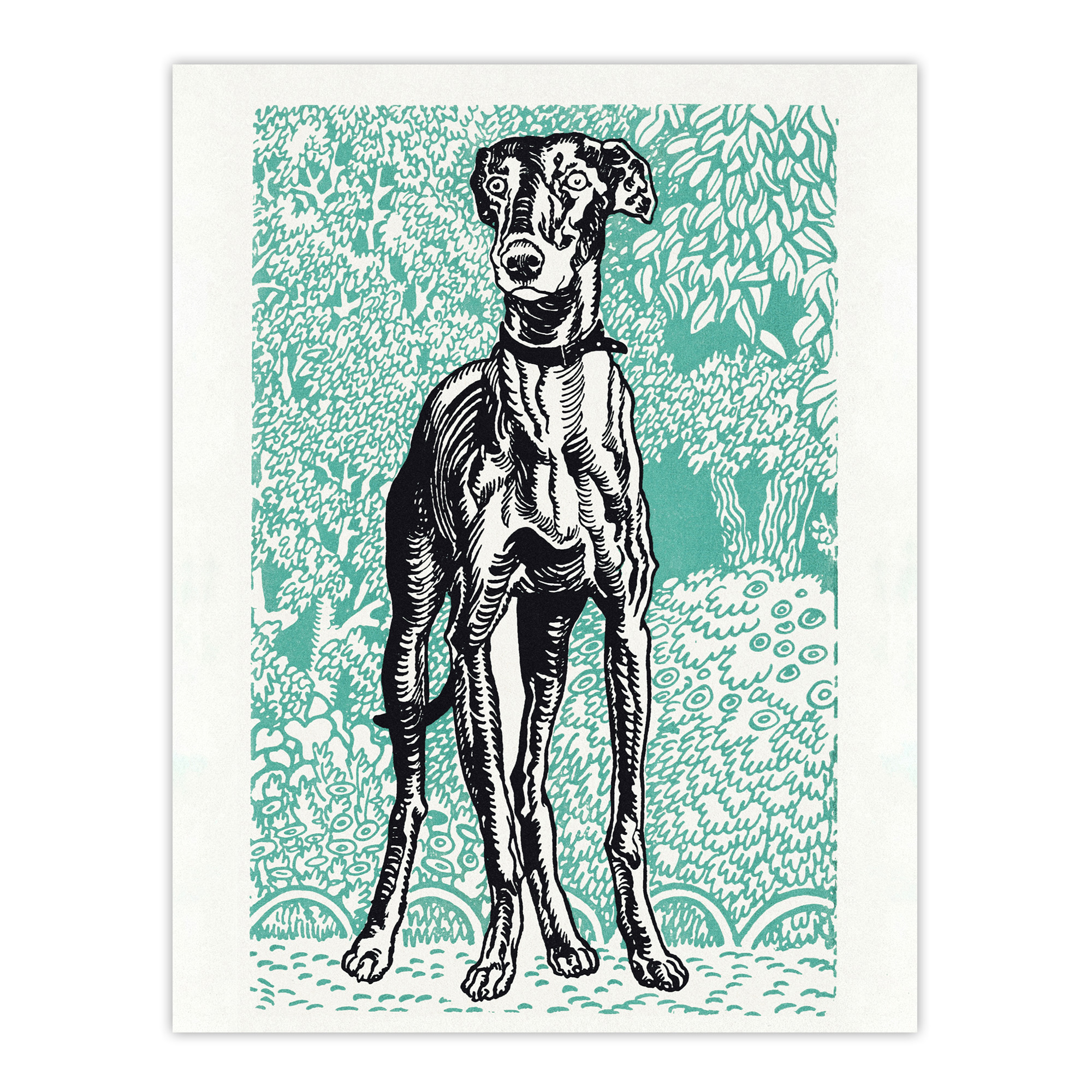 Dog Lover Greyhound Pet Portrait Moriz Jung Wall Art Poster Print