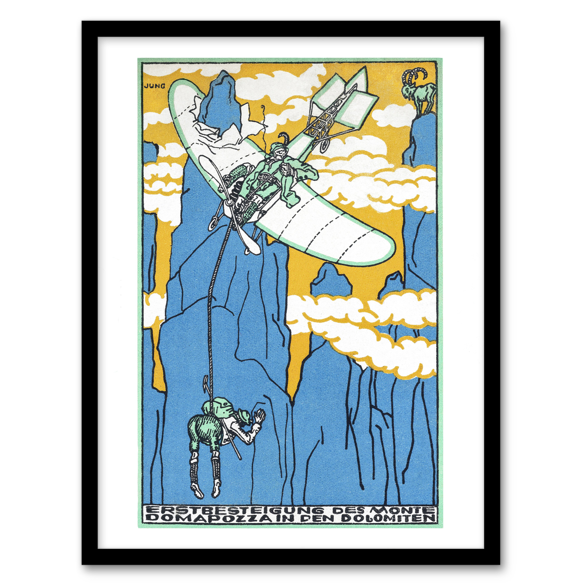 First Ascent of Monte Domapozza in Dolomites Jung Wall Art Poster Print