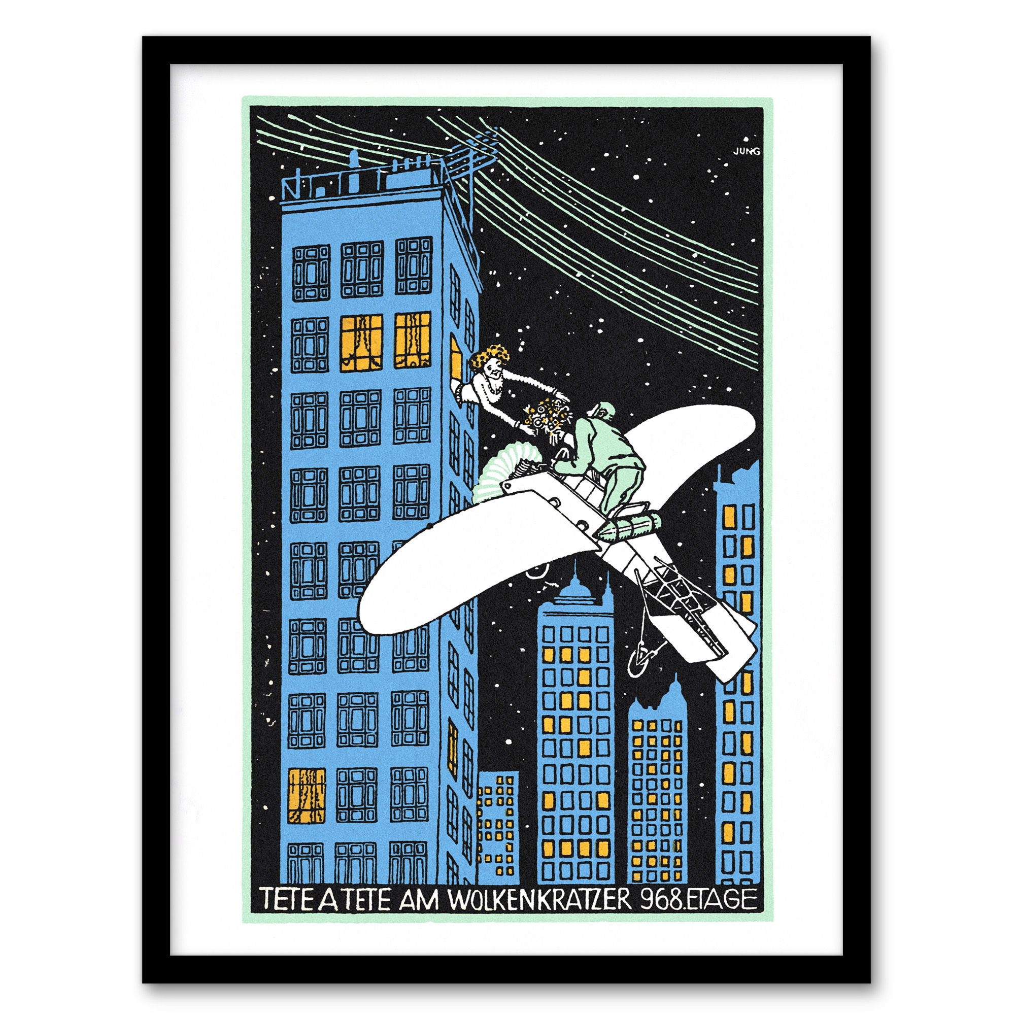 Moriz Jung Rendezvous on 968th Floor of a Skyscraper Framed Wall Art Print A3/A4