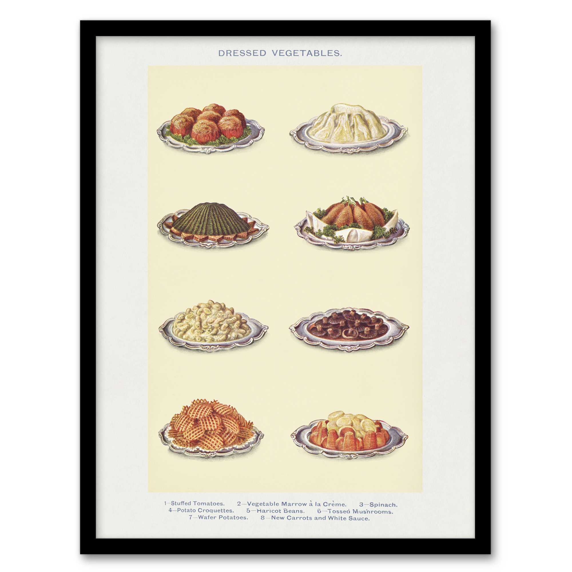 Mrs Beeton Household Management Vegetable Side Dishes Framed Art Print A3/A4