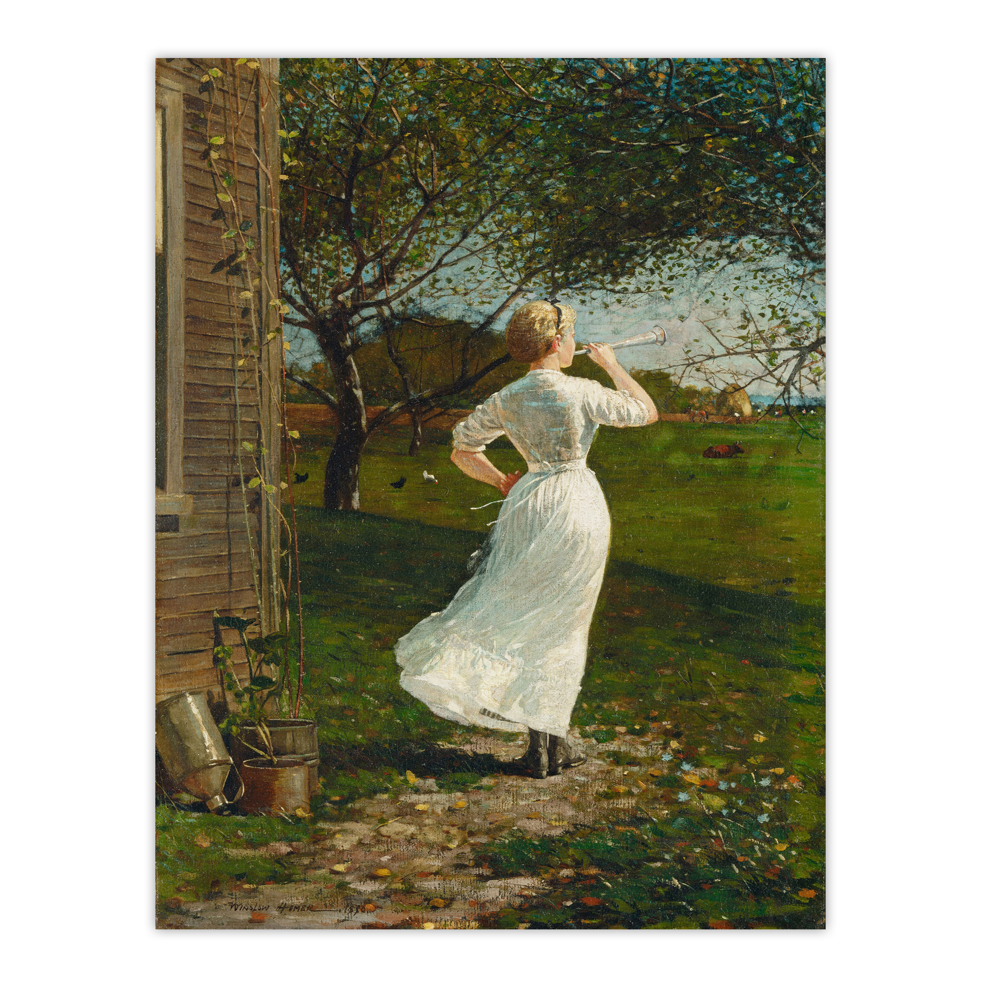 Blowing the Dinner Horn Winslow Homer Wall Art Poster Print