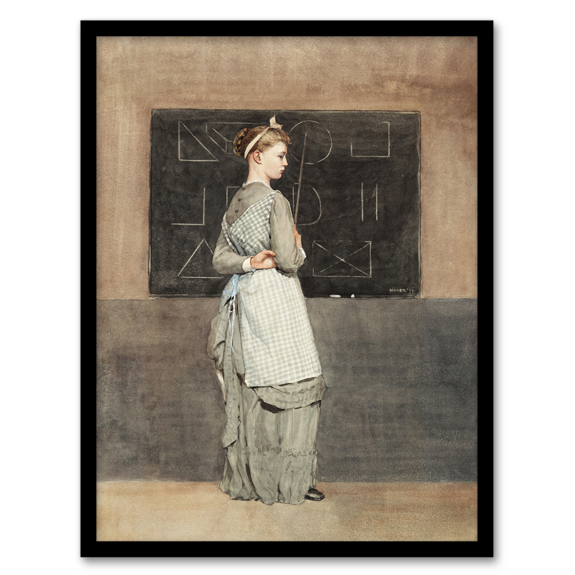 Winslow Homer Teacher with Blackboard Watercolour Framed Wall Art Print A3/A4