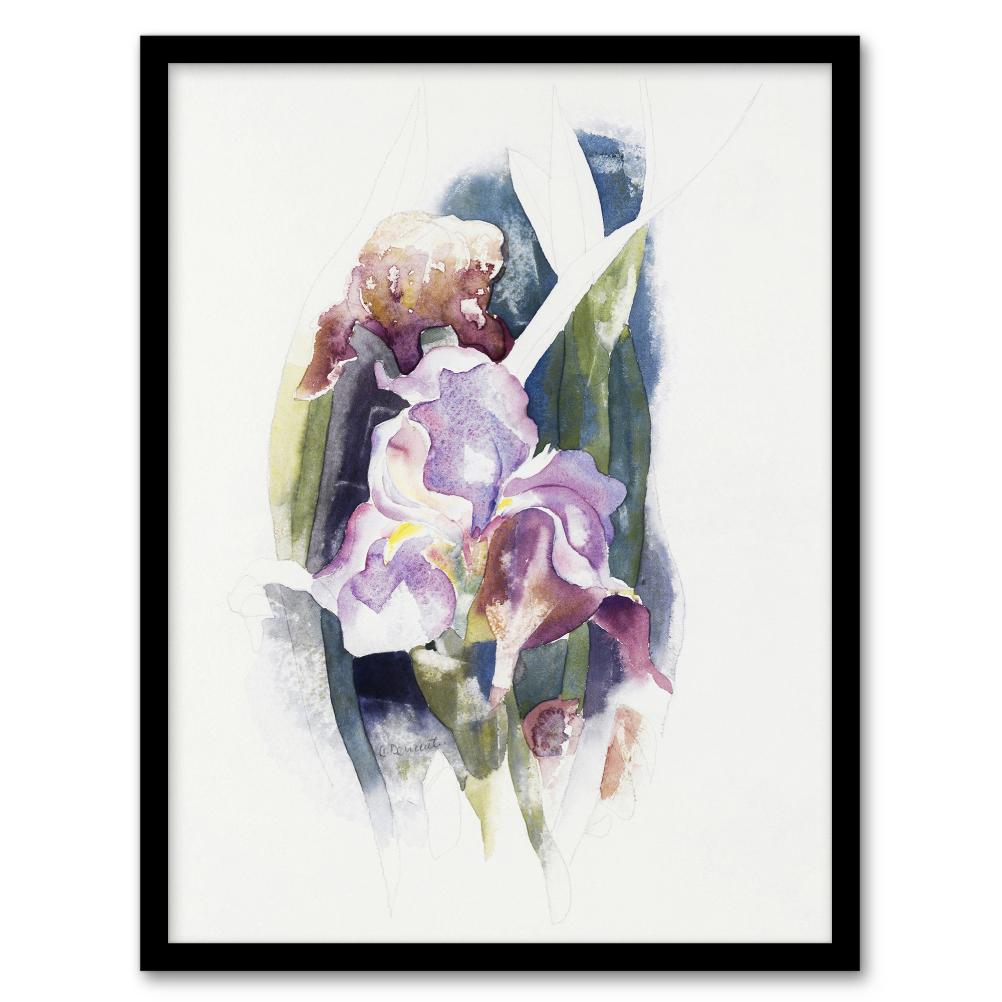 Charles Demuth Framed Wall Art Print Purple Iris Flower Watercolour Home Décor