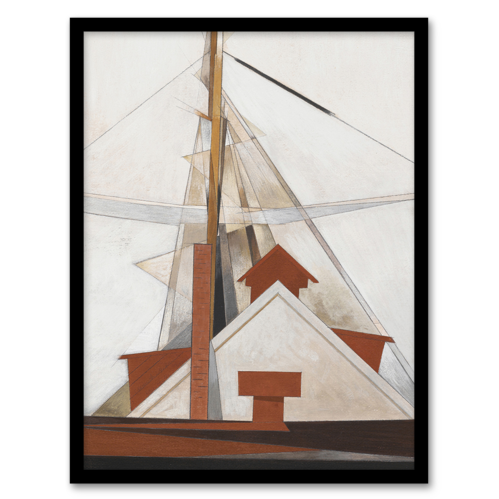 Charles Demuth Framed Wall Art Print Sailboat Masts Cubist Painting Home Décor