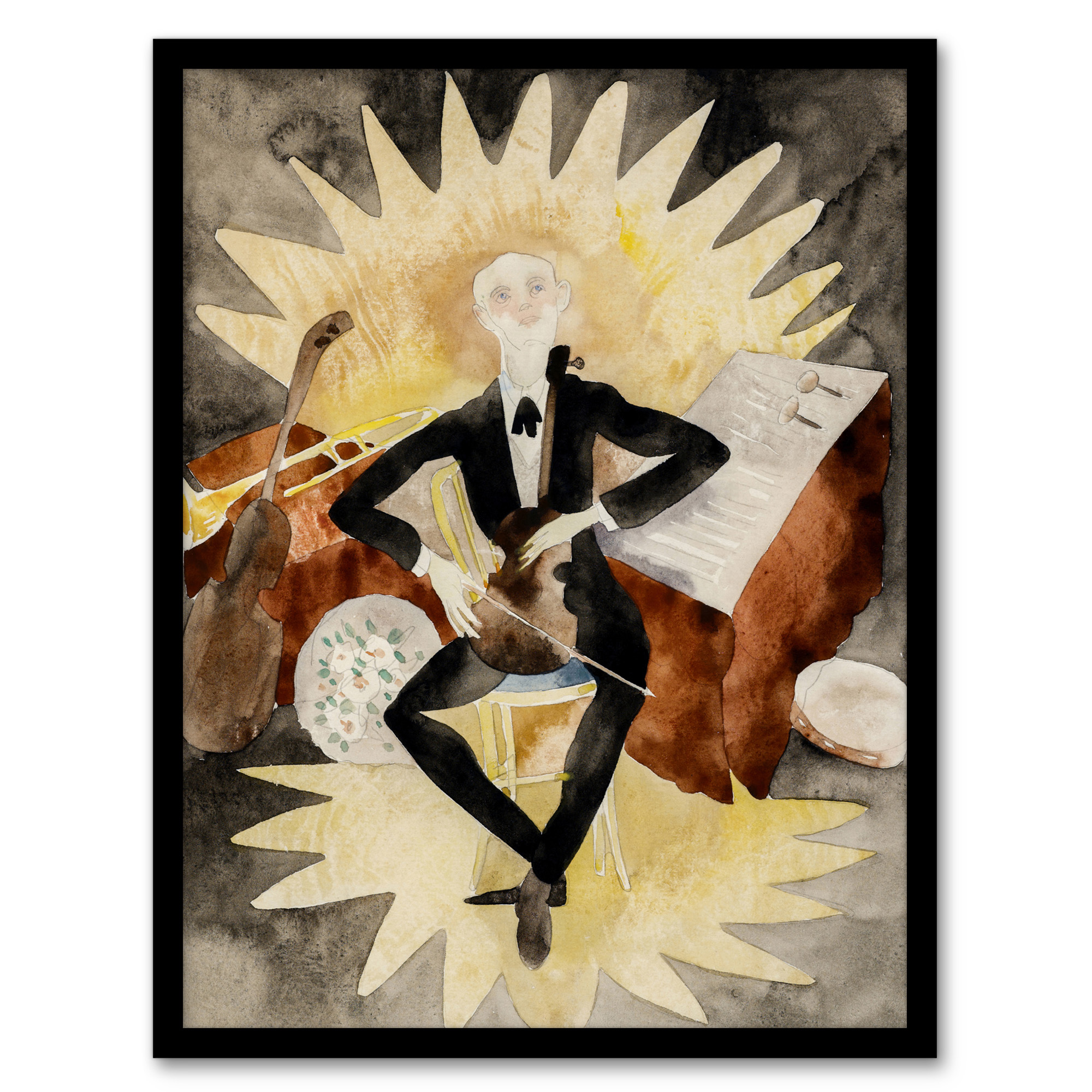 Charles Demuth Framed Wall Art Print String Musician Portrait Home Décor A3/A4