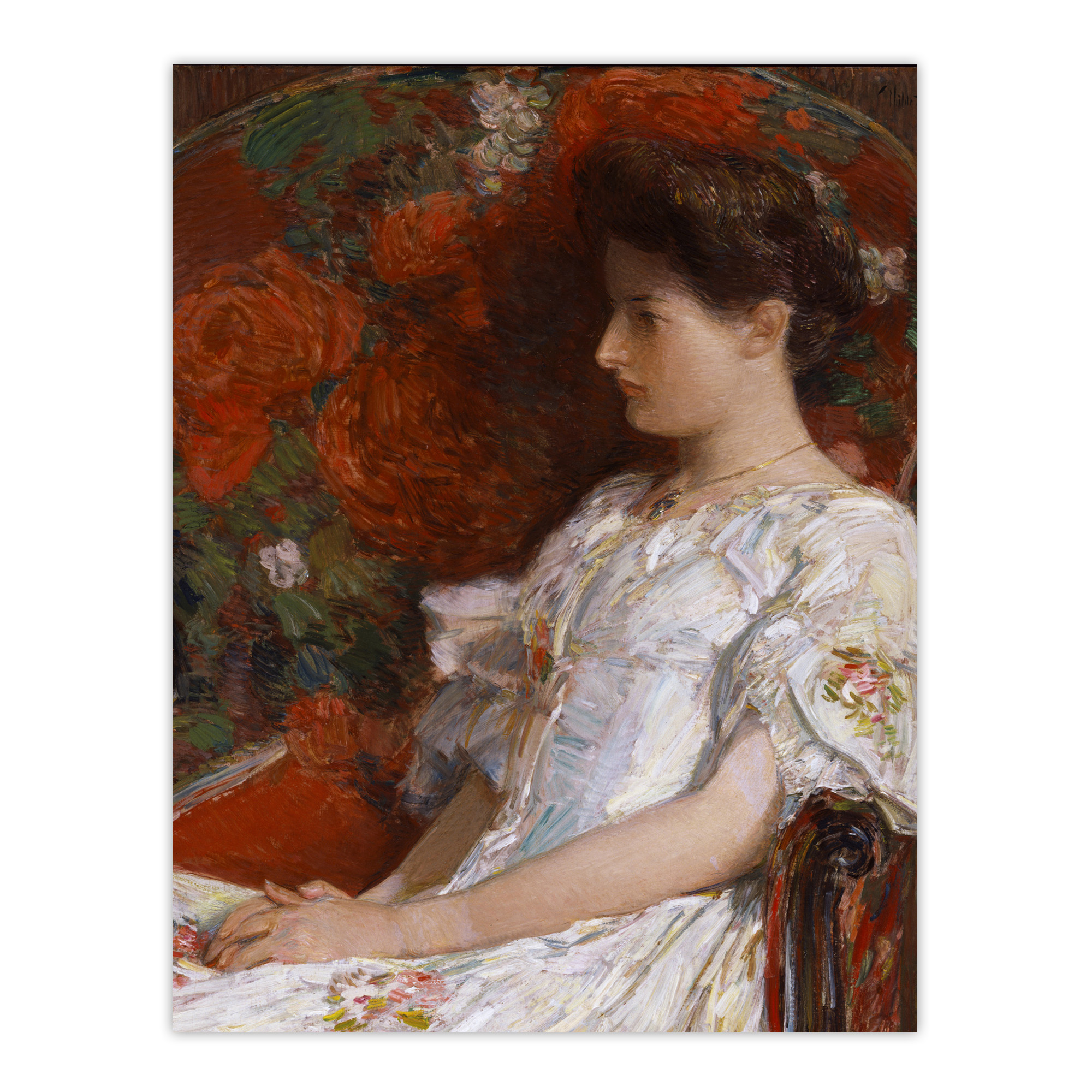 Woman Portrait on Victorian Chair Hassam Wall Art Poster Print
