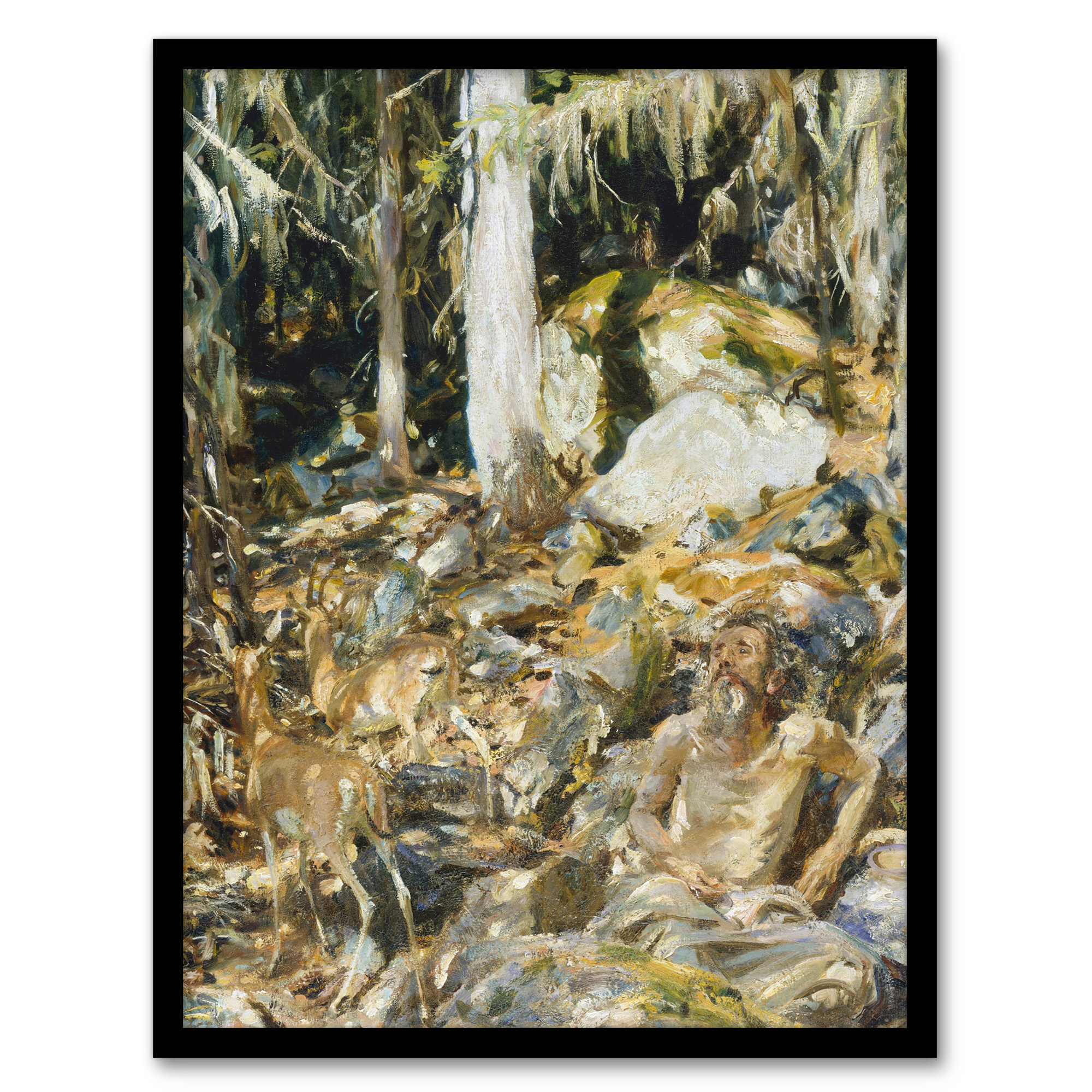 John S Sargent Framed Wall Art Il Solitario The Hermit in the Forest Home Décor