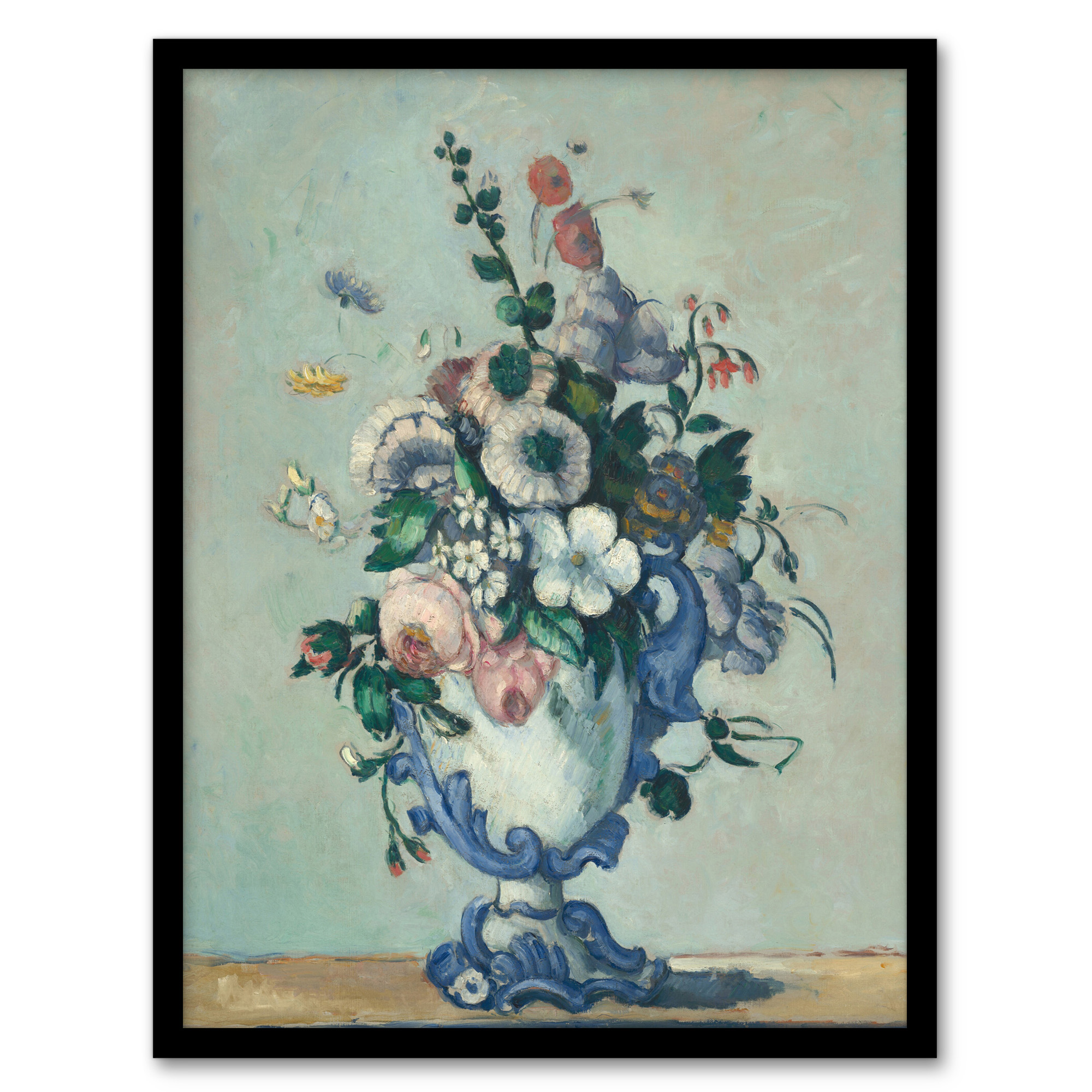 Flowers in a Rococo Vase Still Life Cezanne Wall Art Poster Print