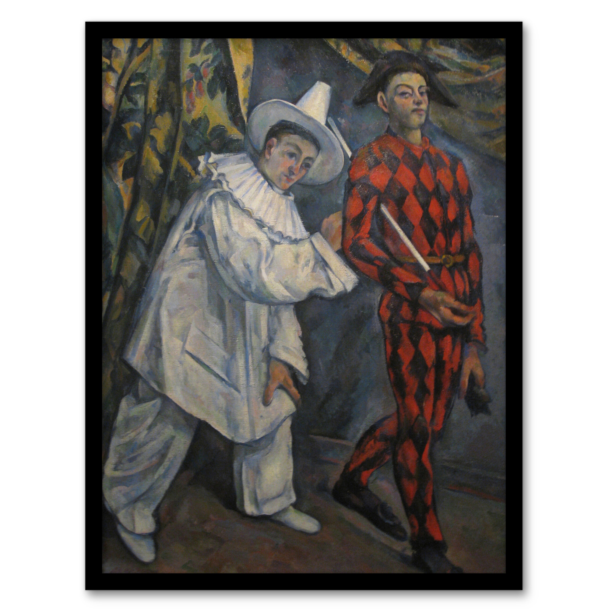 Paul Cezanne Framed Wall Art Mardi Gras Pierrot Clown and Harlequin Home Décor
