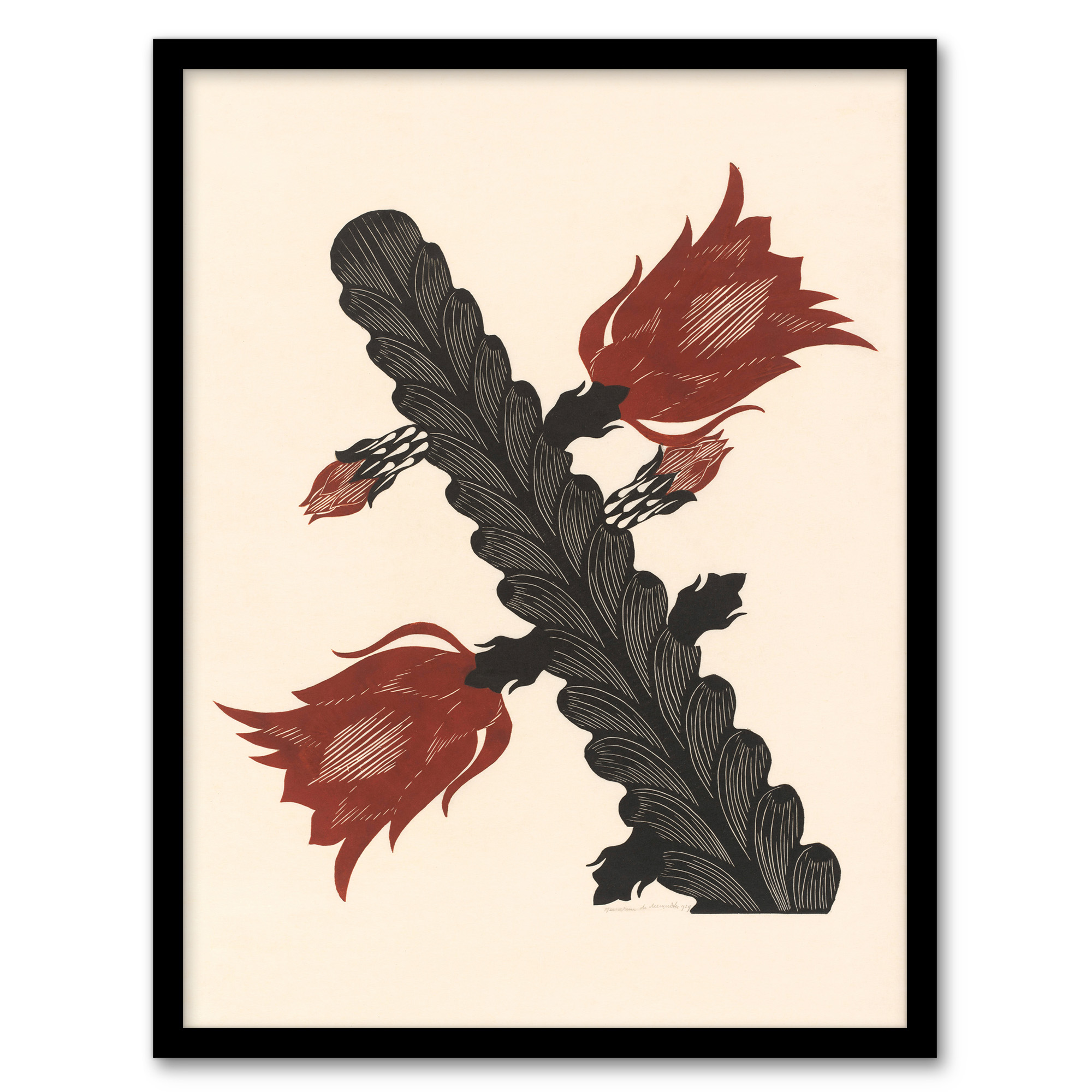 Samuel J De Mesquita Framed Wall Art Print Stylised Blooming Cactus Home Décor