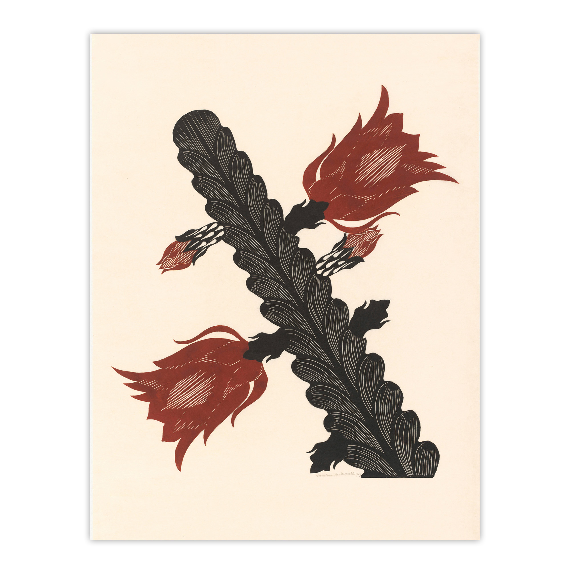 Stylised Blooming Cactus De Mesquita Wall Art Poster Print