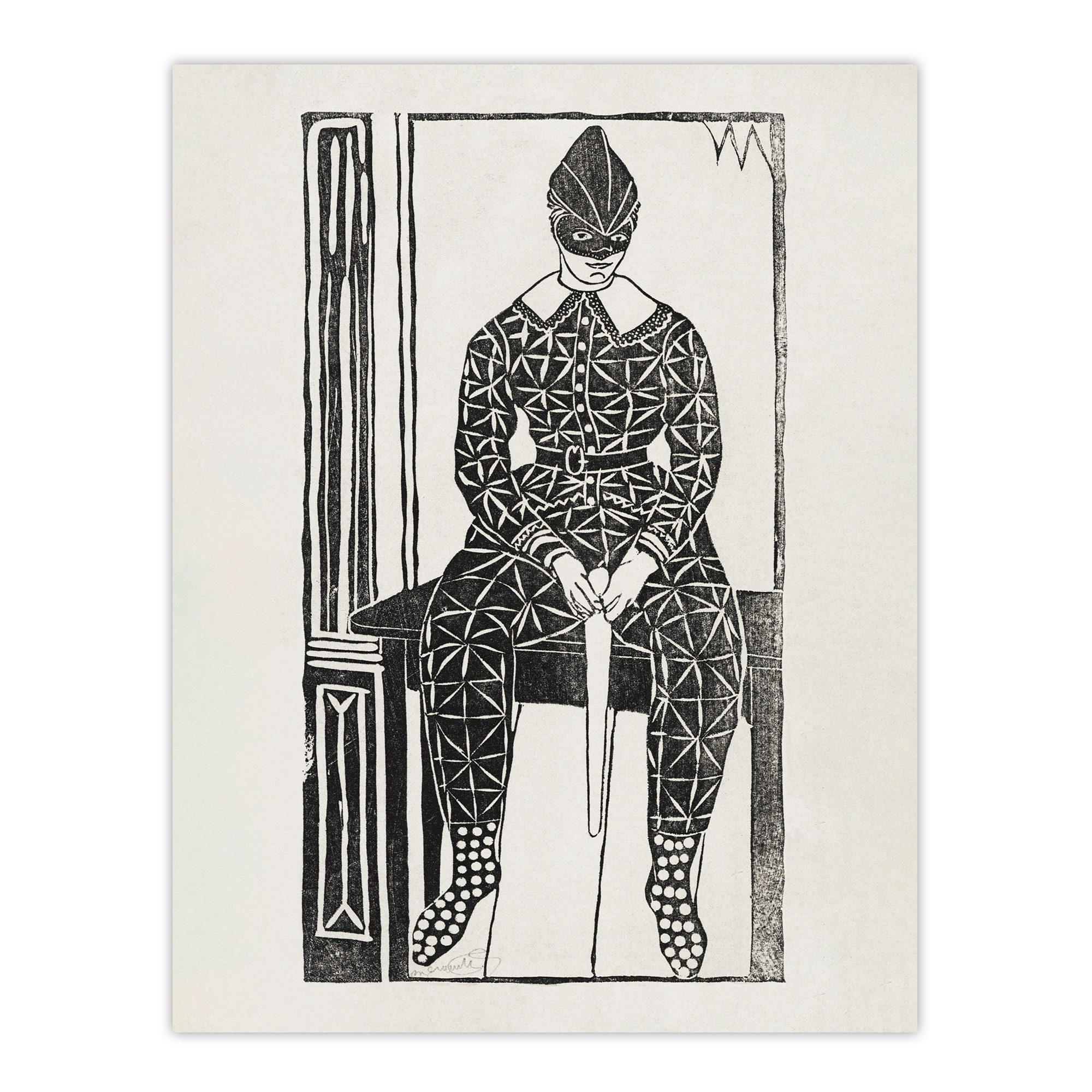 Harlequin Clown Portrait De Mesquita Wall Art Poster Print