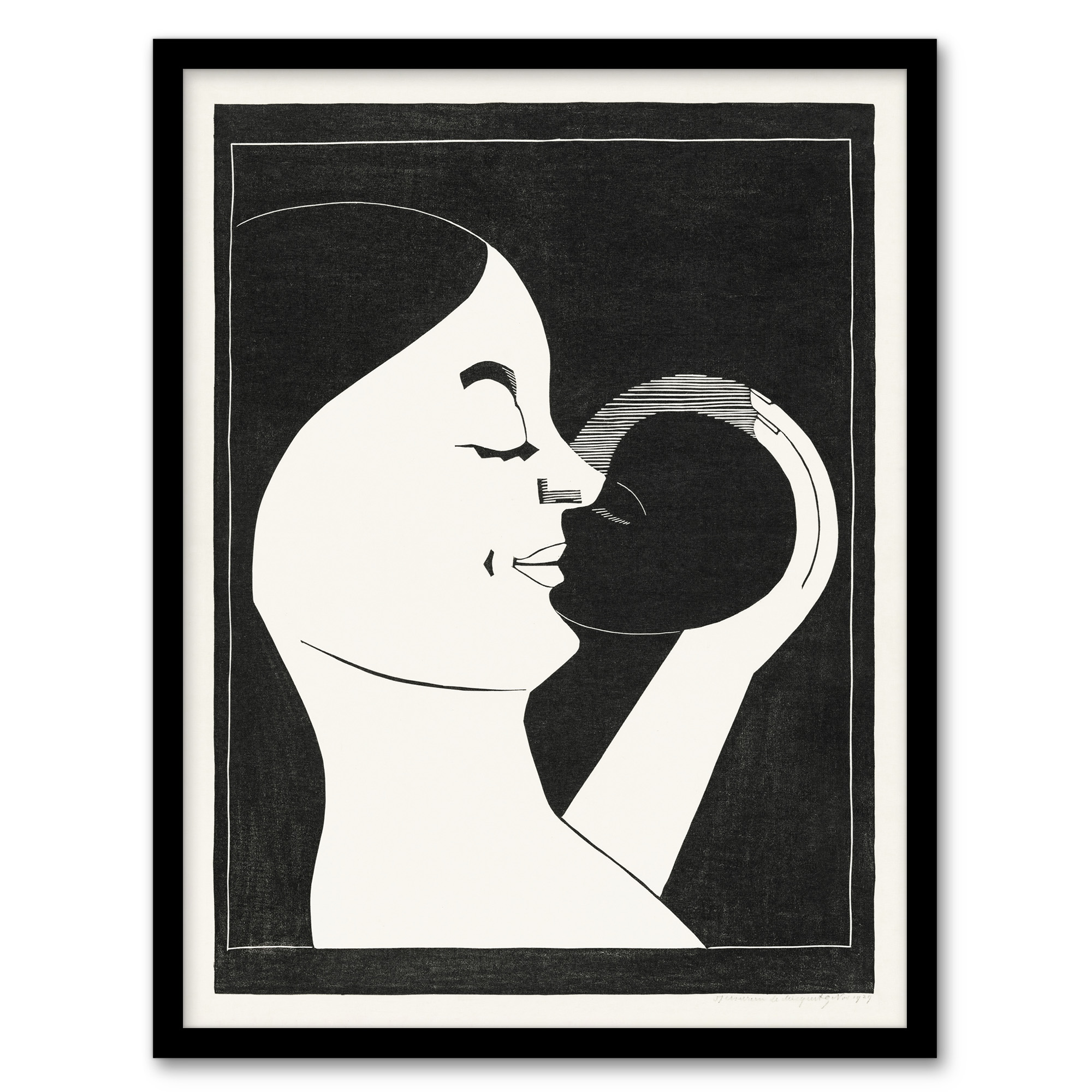 Samuel J De Mesquita Framed Wall Art Mother and Child Stylised Painting