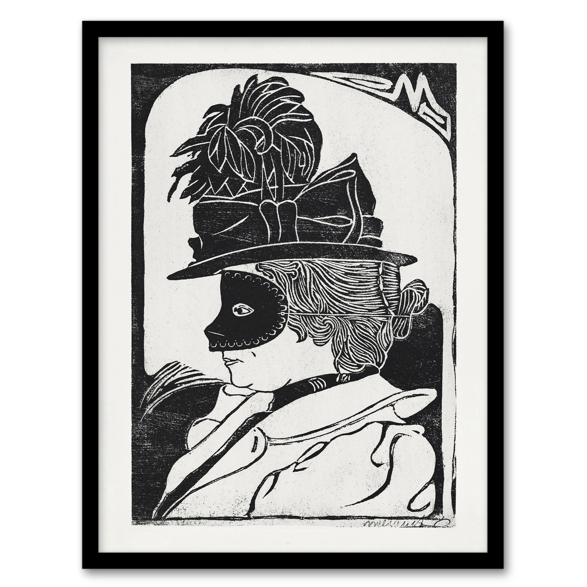 Pierrette Woman With Mask De Mesquita Wall Art Poster Print