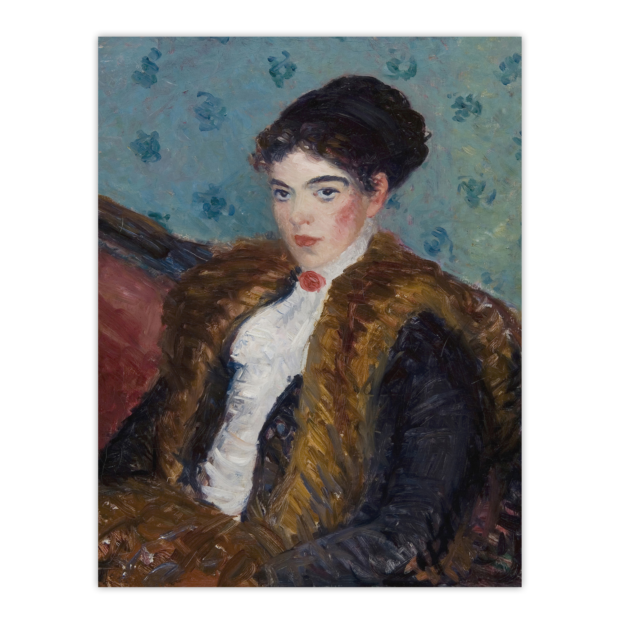 Girl with Fox Furs William James Glackens Wall Art Poster Print