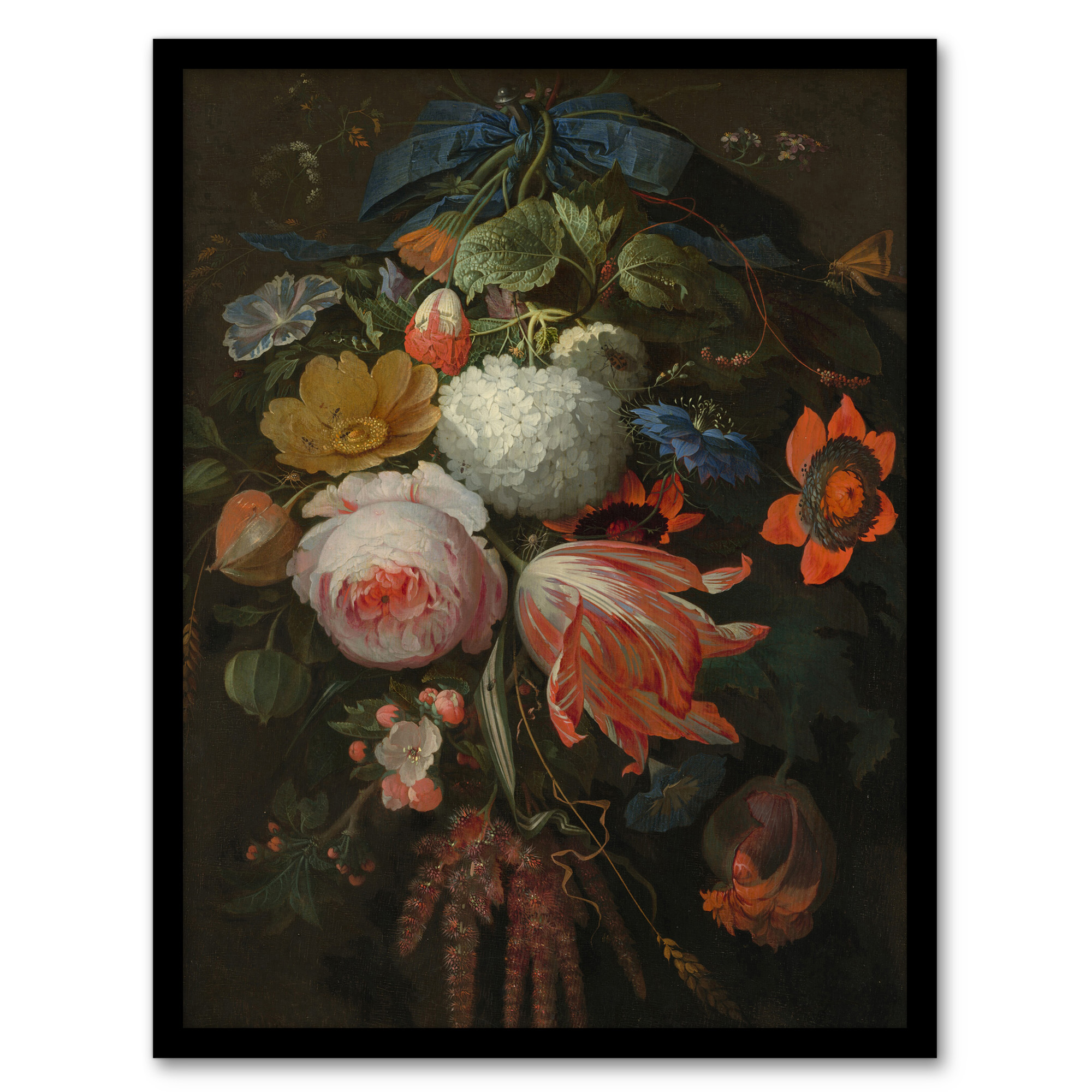 Hanging Bouquet of Flowers Abraham Mignon Framed Wall Art Print A3/A4