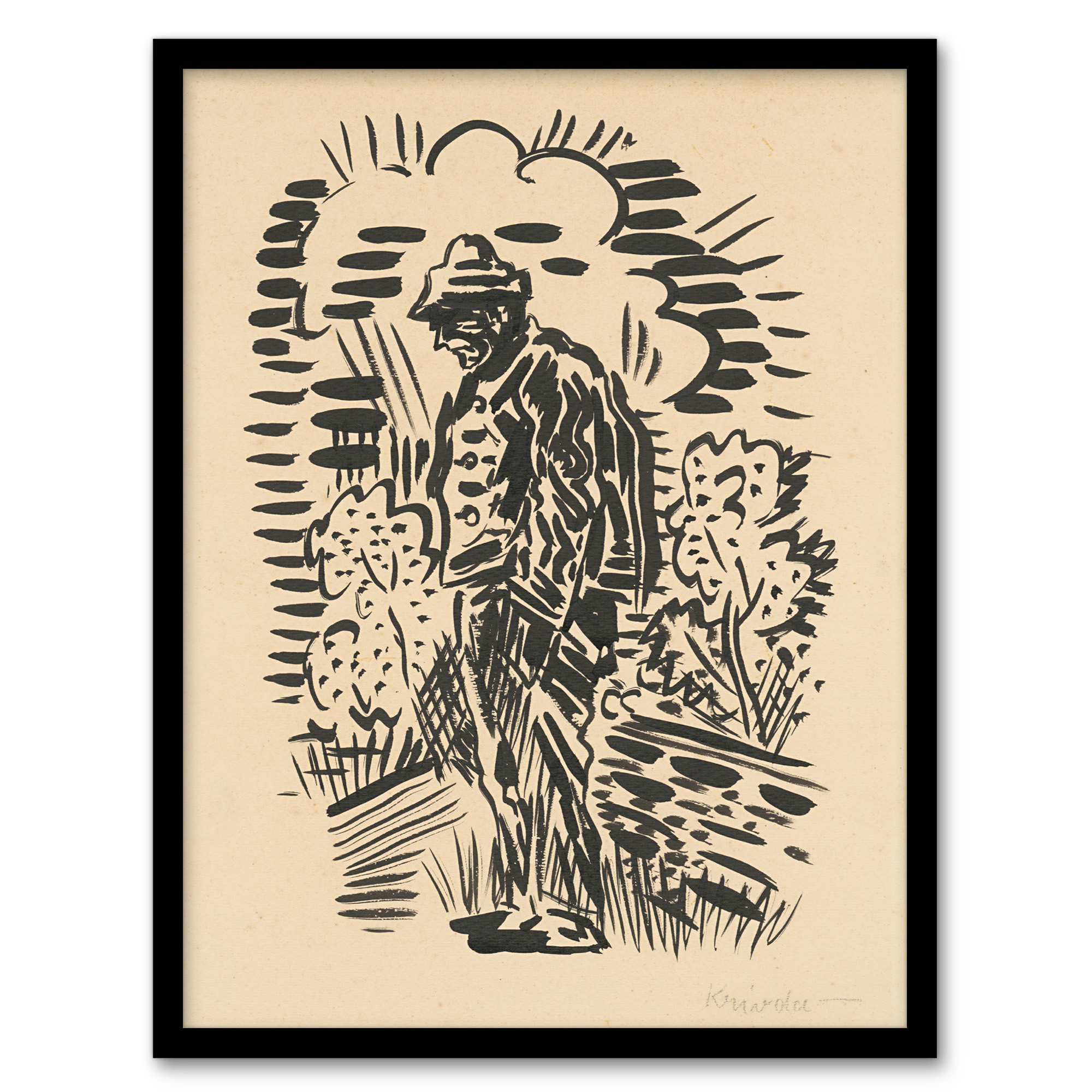 Guilt Ink Drawing Arnold Weisz Kubincan Framed Wall Art Print A3/A4