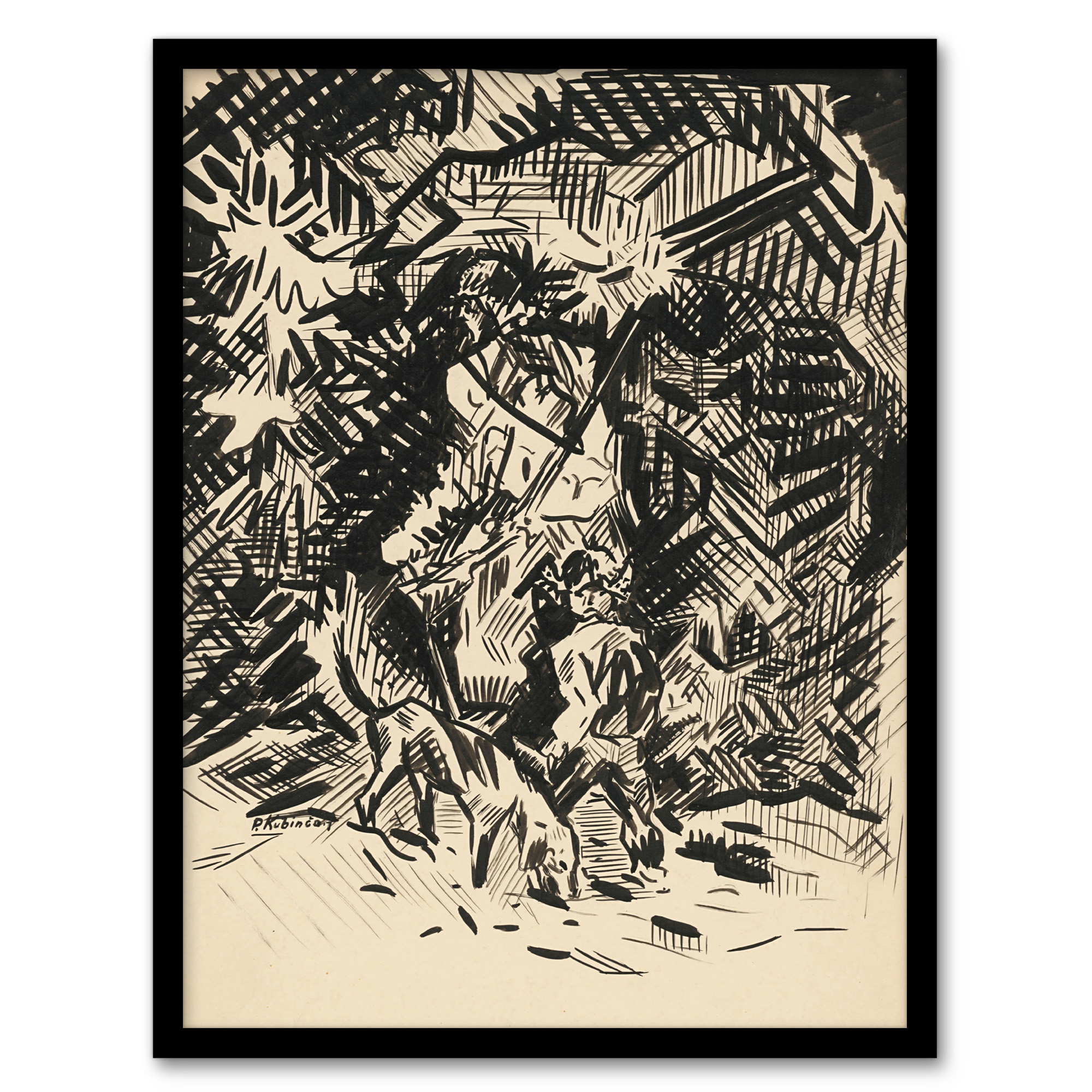 Hunter With Child And Hound Kubincan Wall Art Poster Print