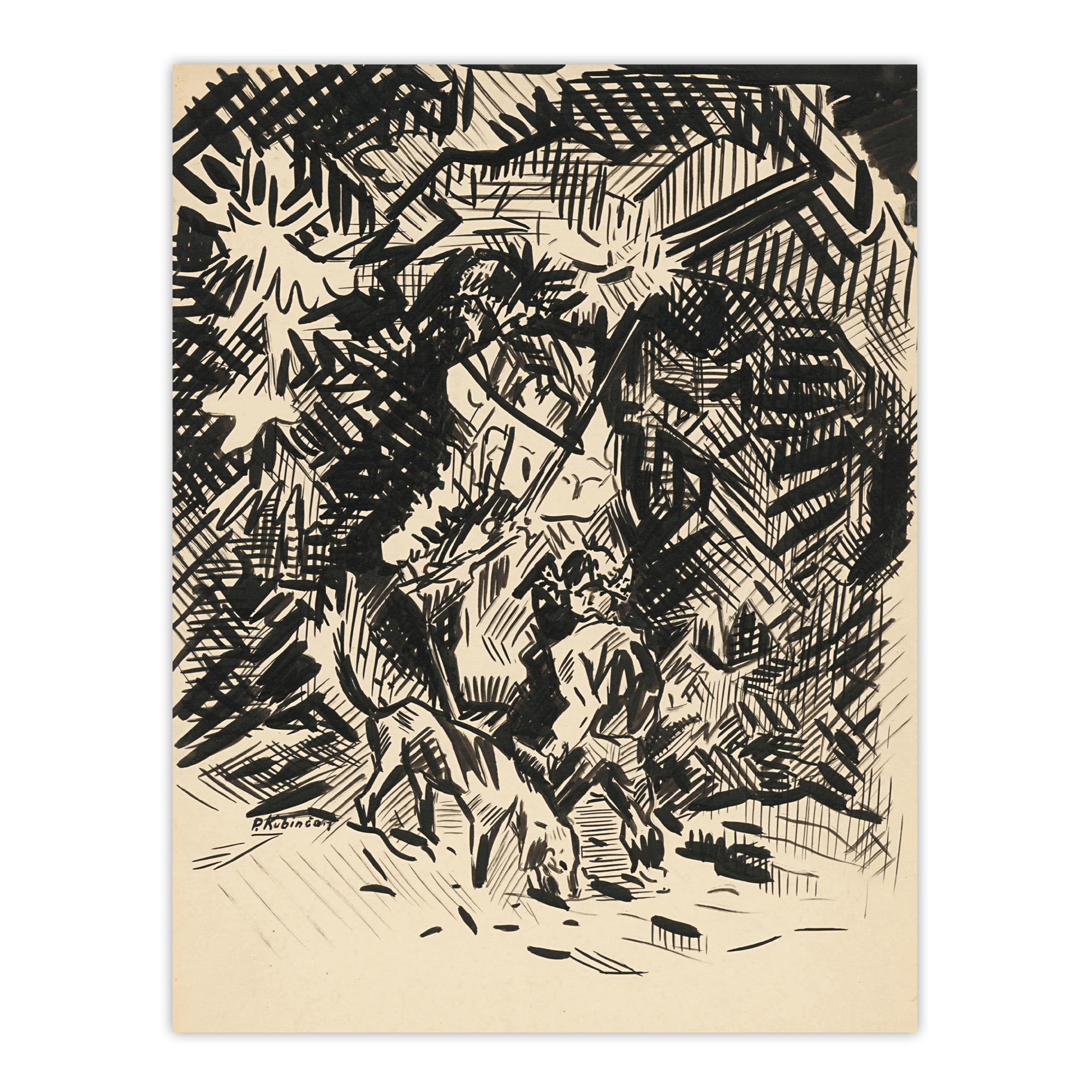Hunter With Child And Hound Kubincan Wall Art Poster Print