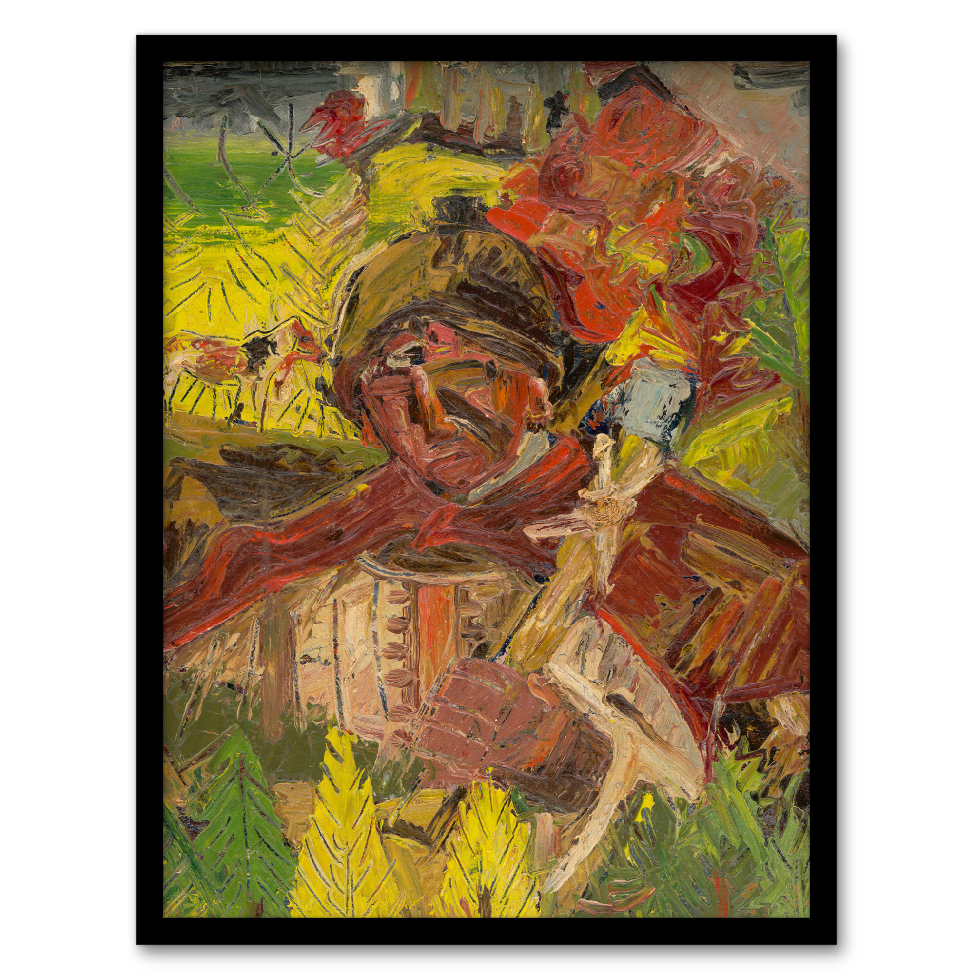 Lumberjack Abstract Portrait Kubincan Framed Wall Art Print A3/A4