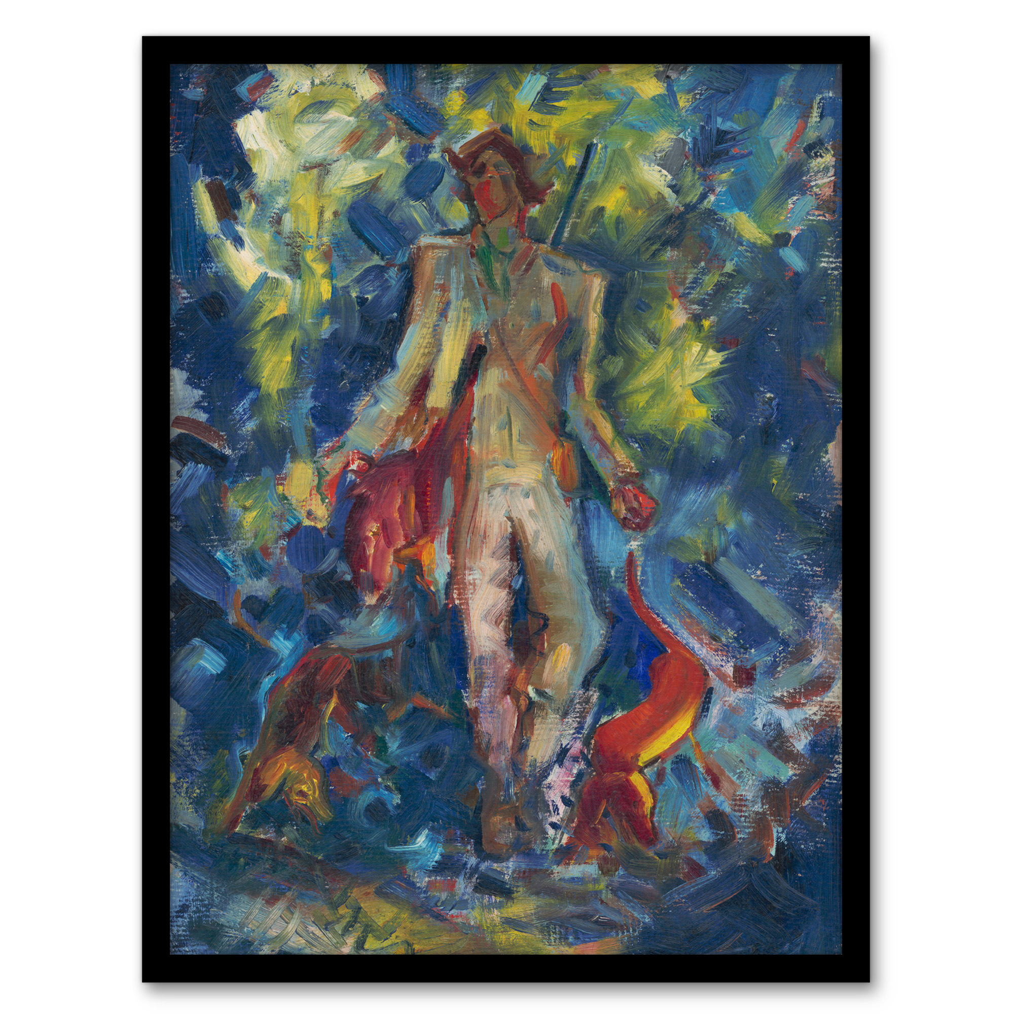 Huntsman With Two Dogs Arnold Weisz Kubincan Framed Wall Art Print A3/A4
