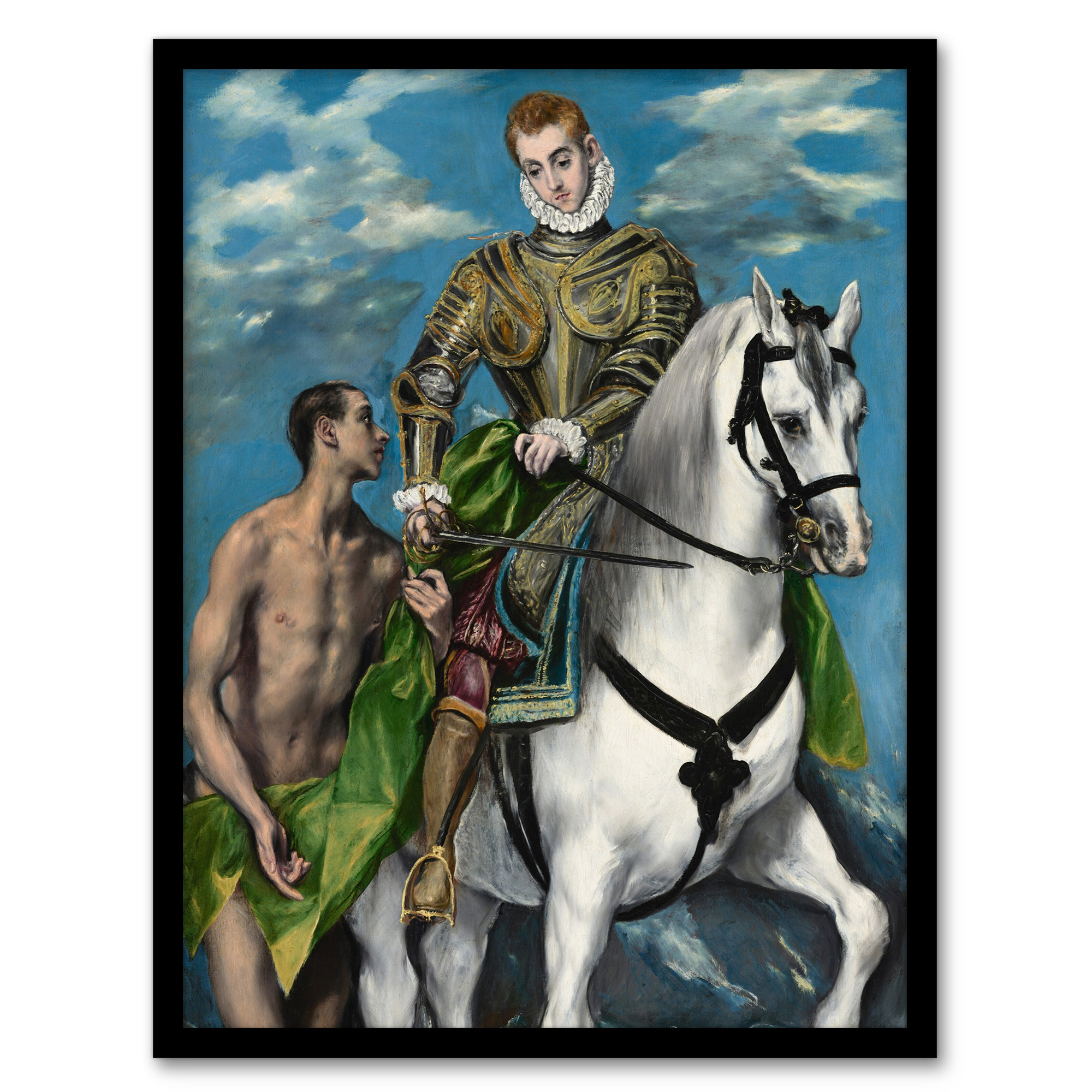 Saint Martin and the Beggar Oil Painting El Greco Framed Wall Art Print A3/A4