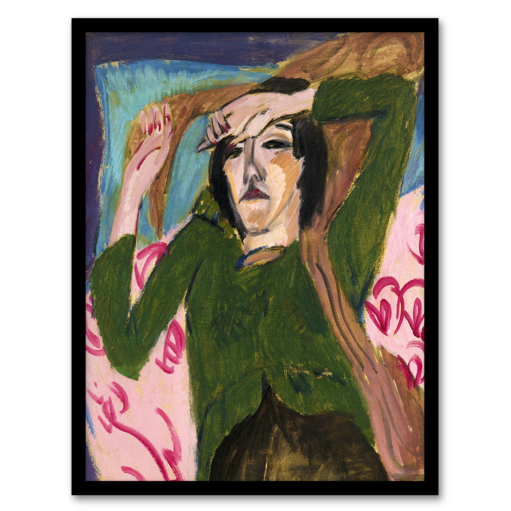 Woman in the Green Blouse Kirchner Framed Wall Art Print A3/A4