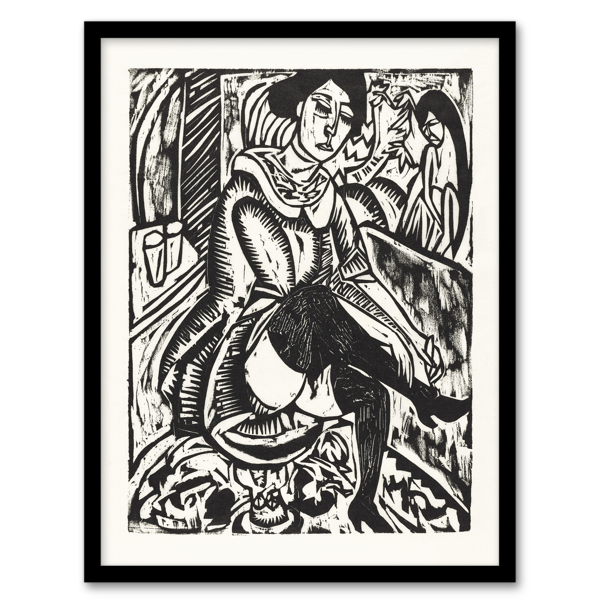 Woman Tying Her Shoe Ernst Ludwig Kirchner Framed Wall Art Print A3/A4