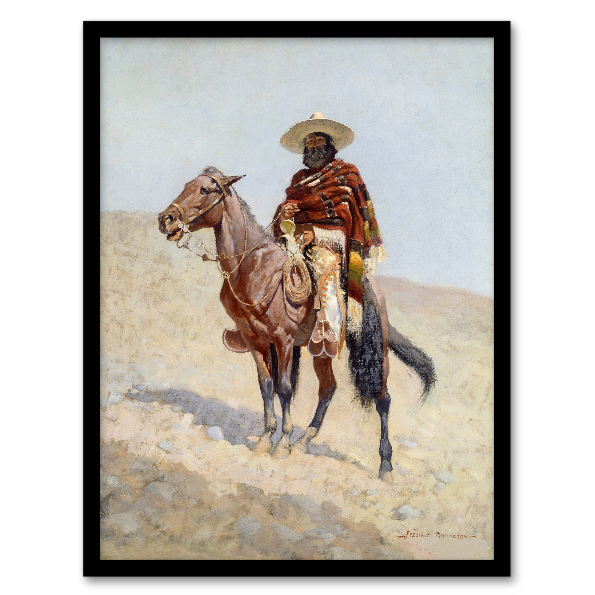 A Mexican Vaquero Cowboy Frederic Remington Framed Wall Art Print A3/A4