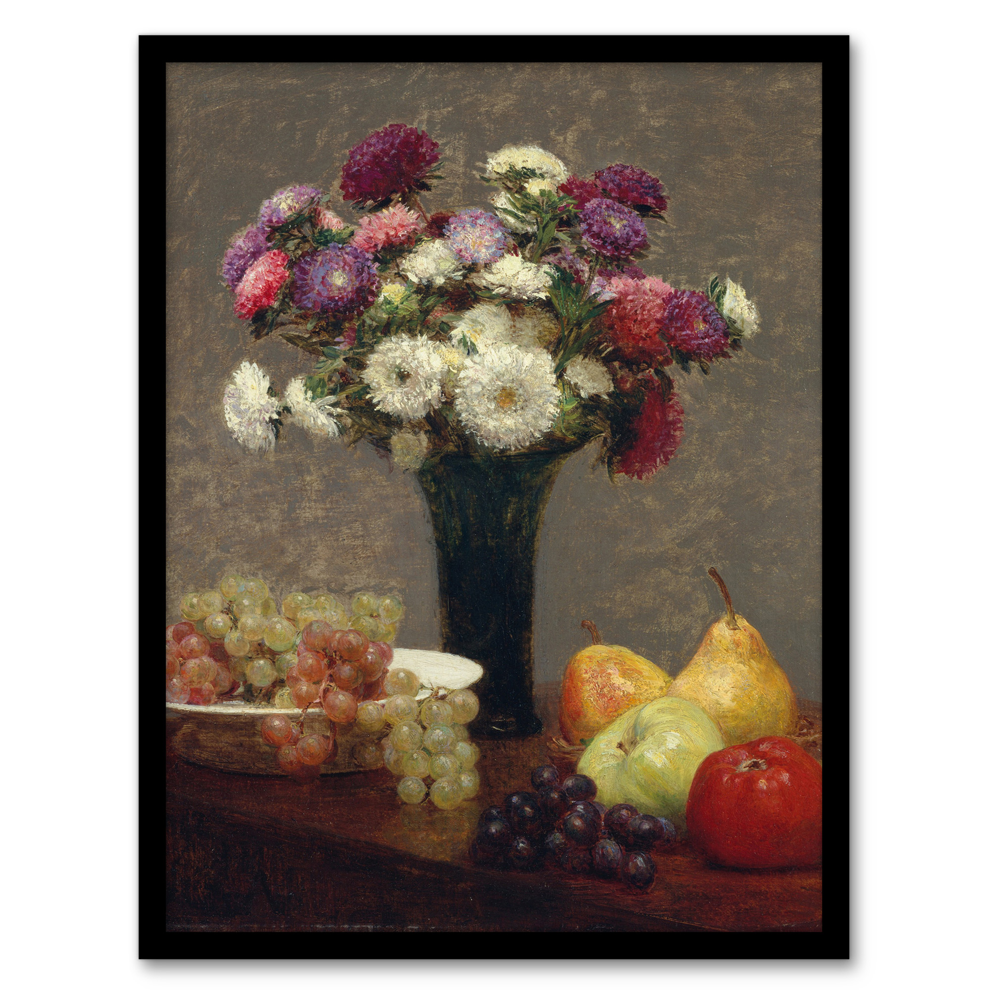 Asters and Fruit on a Table Latour Framed Wall Art Print A3/A4