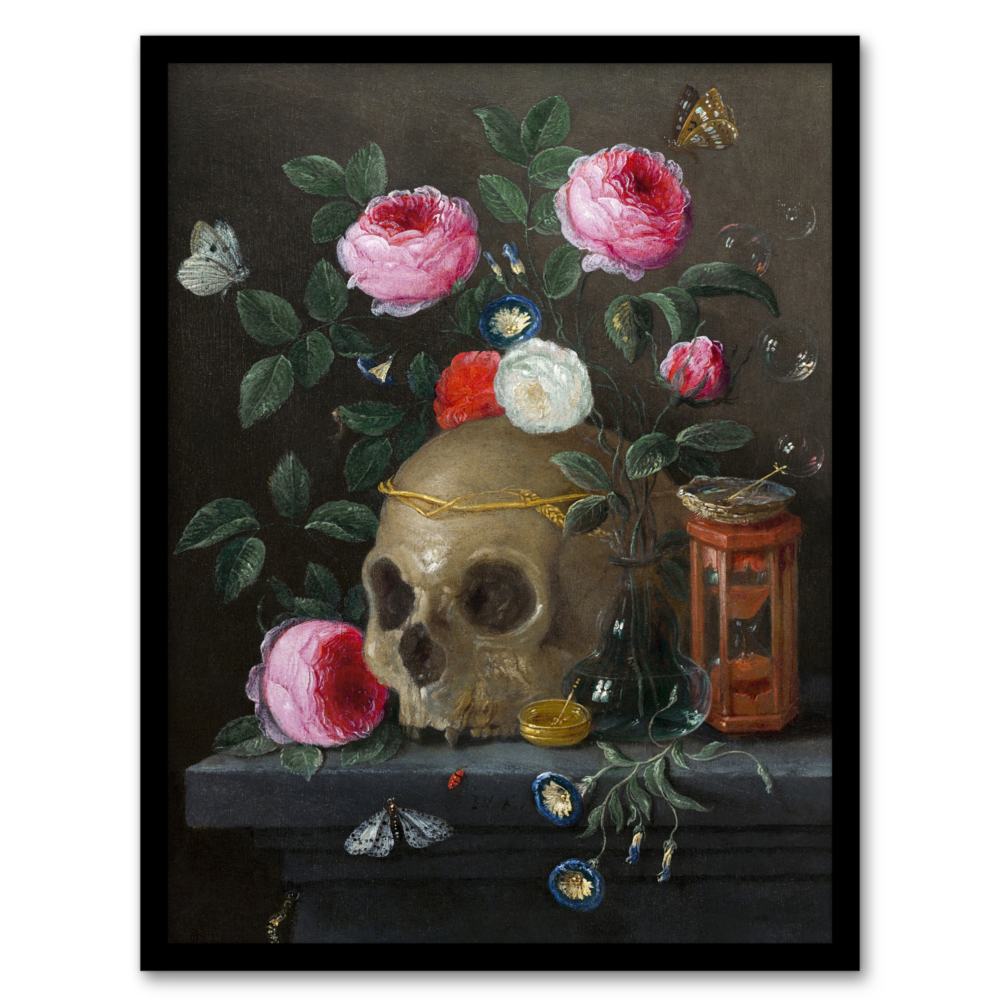 Vanitas Still Life With Skull Jan van Kessel Framed Wall Art Print A3/A4