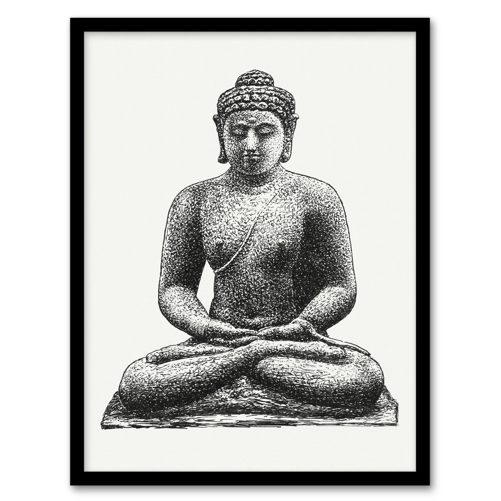 Buddha On The Borobudur Drawing Leo Gestel Framed Wall Art Print A3/A4