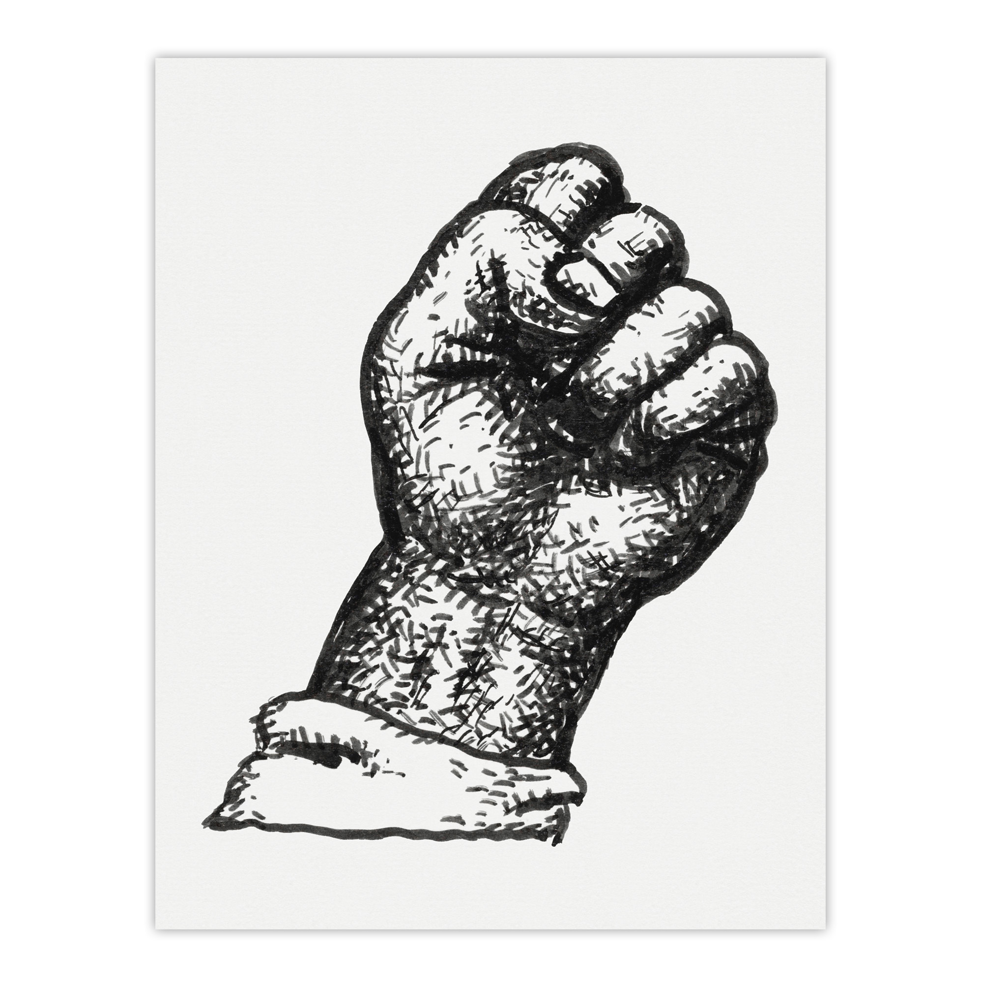 Clenched Fist Black and White Drawing Gestel Wall Art Poster Print