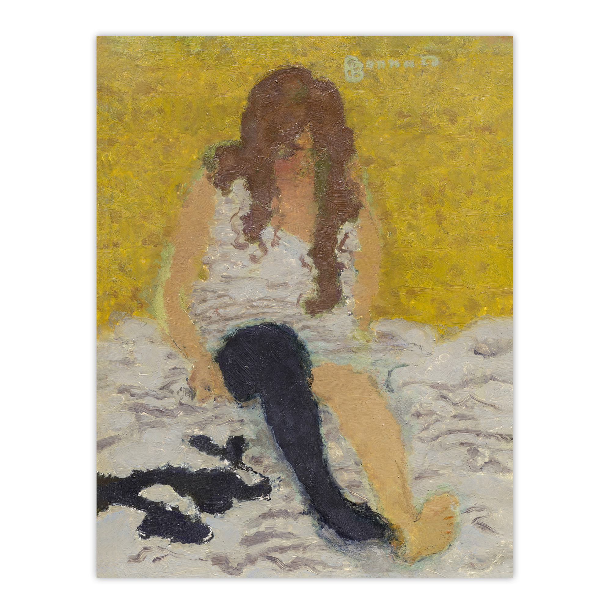 Woman Putting on Her Stockings Bonnard Wall Art Poster Print