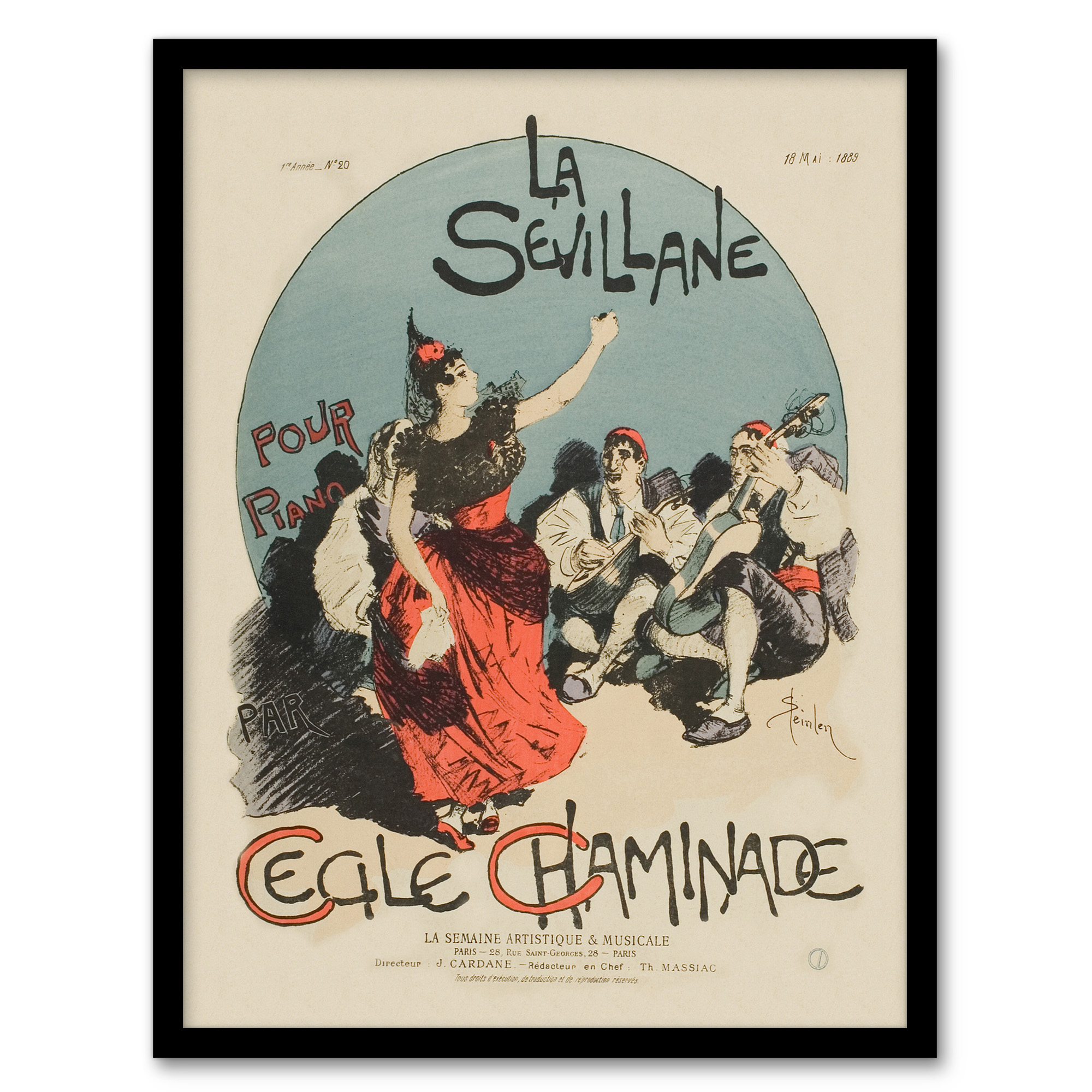 Overture Cover for Woman from Seville Steinlen Framed Wall Art Print A3/A4