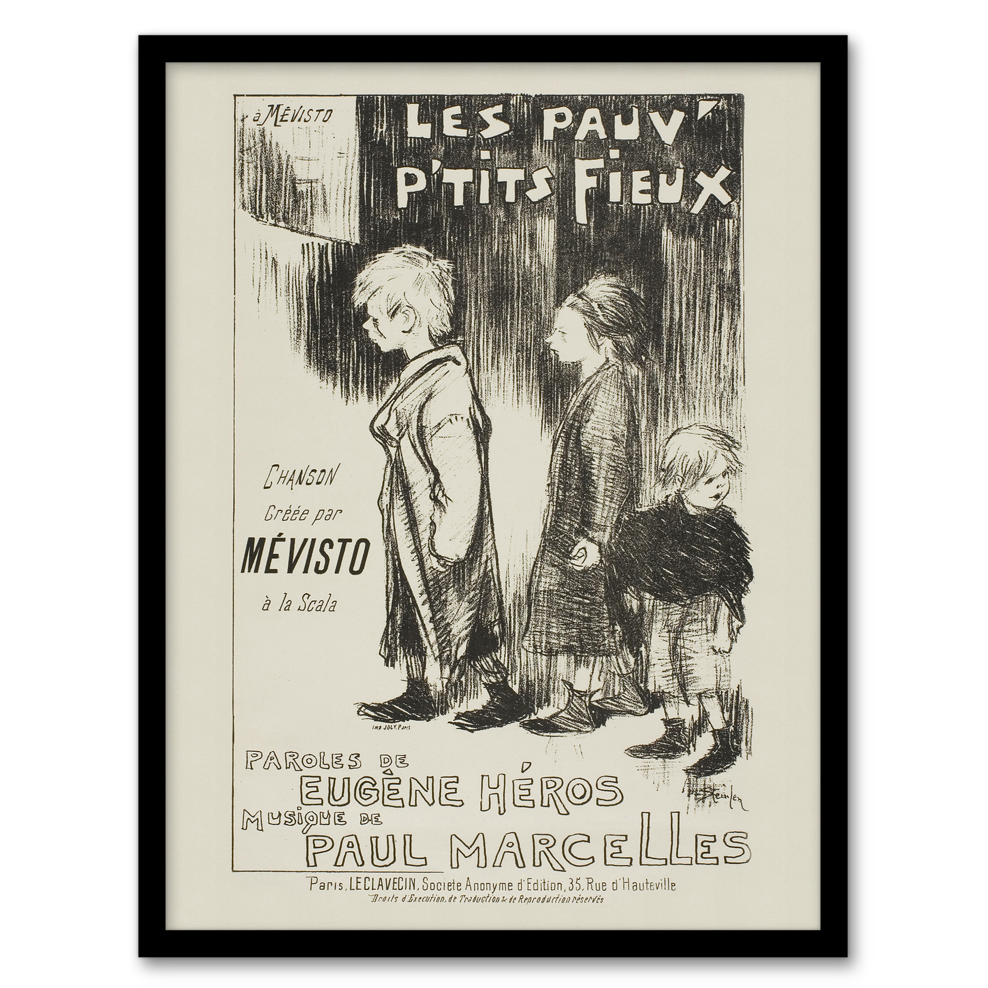 Poor Little Things Poster Sketch Steinlen Framed Wall Art Print A3/A4