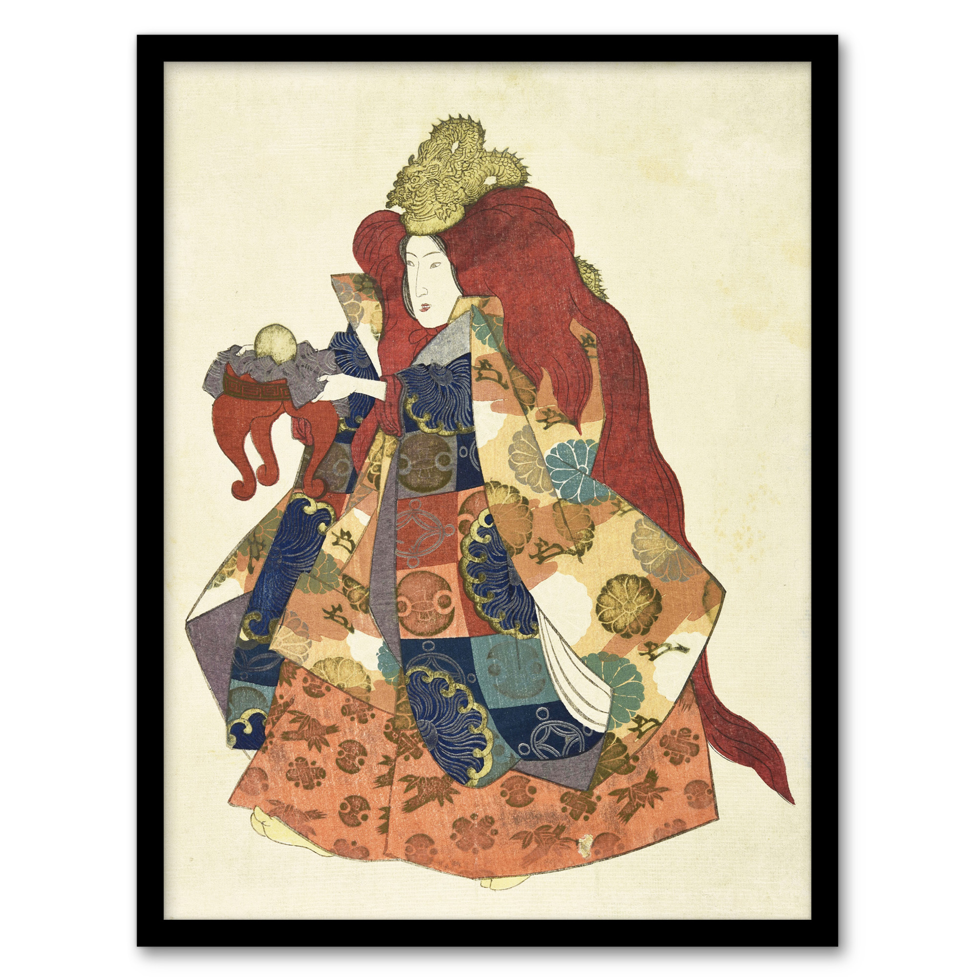 Sea God Riujin Japanese Kabuki Actor Kuniyoshi Wall Art Poster Print