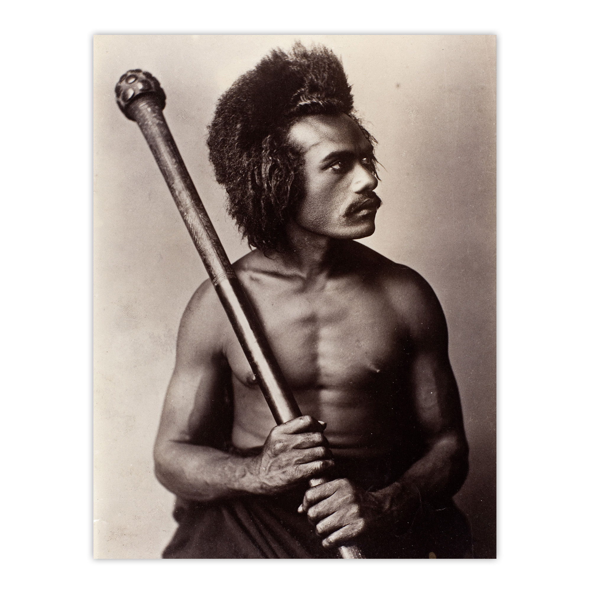 Burton Brothers Photograph of a Fijian Warrior Wall Art Print