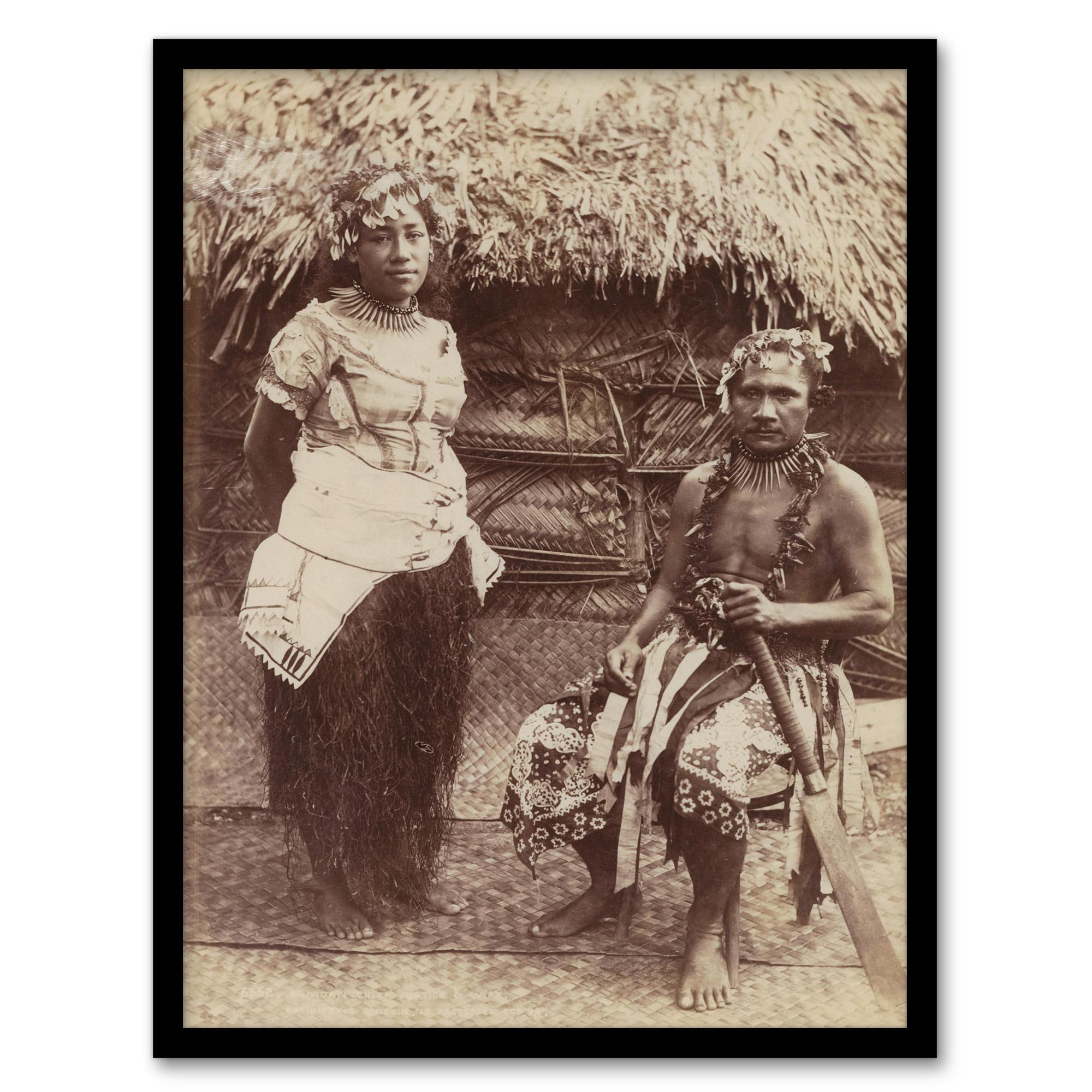 Burton Brothers Samoan Chief Justice and His Wife Wall Art Print