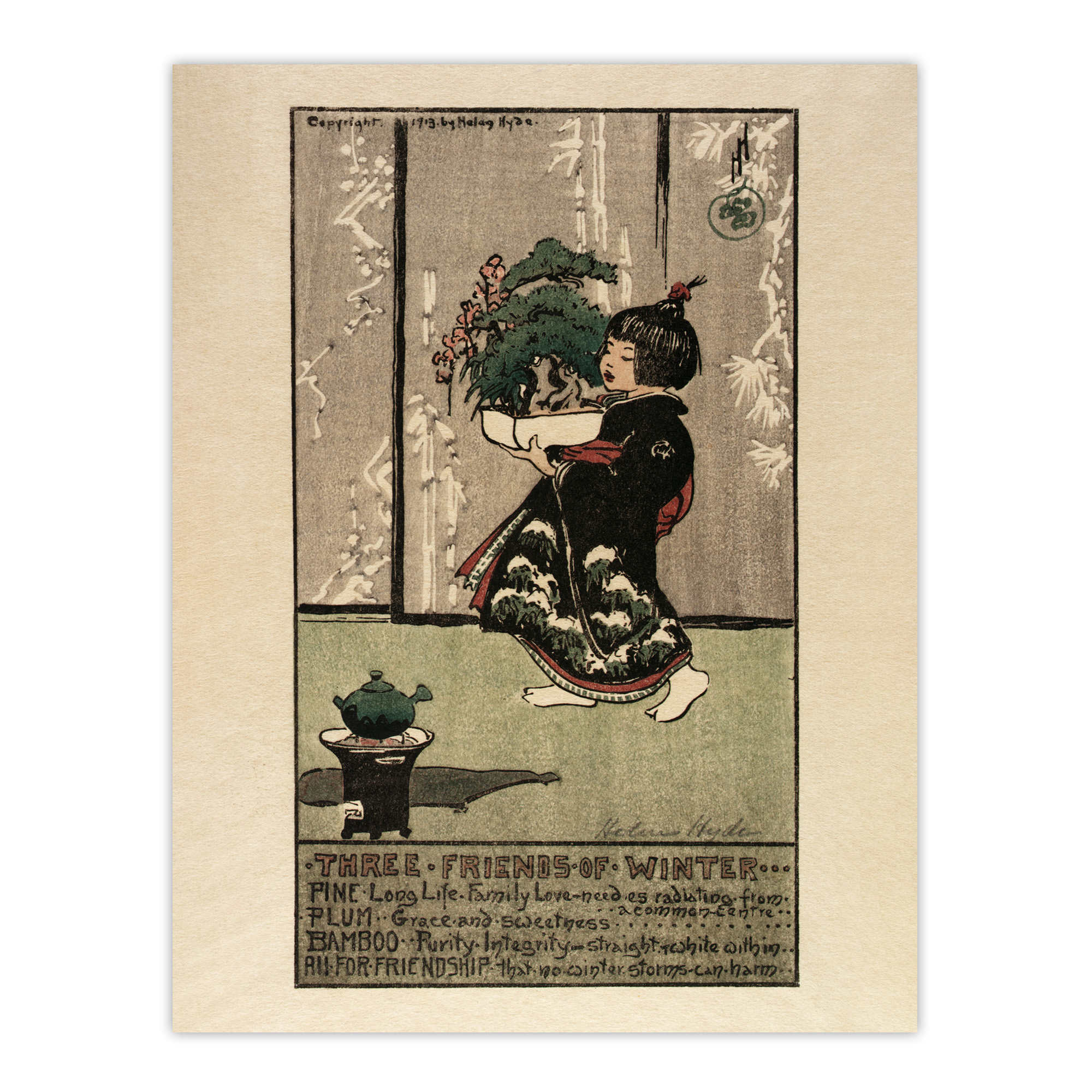 Helen Hyde Three Friends of Winter Tree List Wall Art Print
