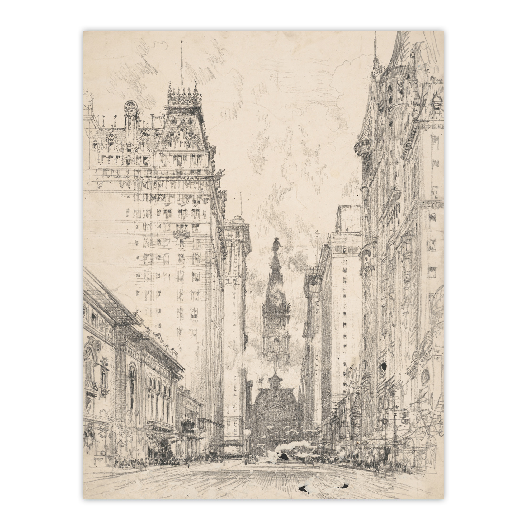 Joseph Pennell Broad Street View Pencil Cityscape Wall Art Print