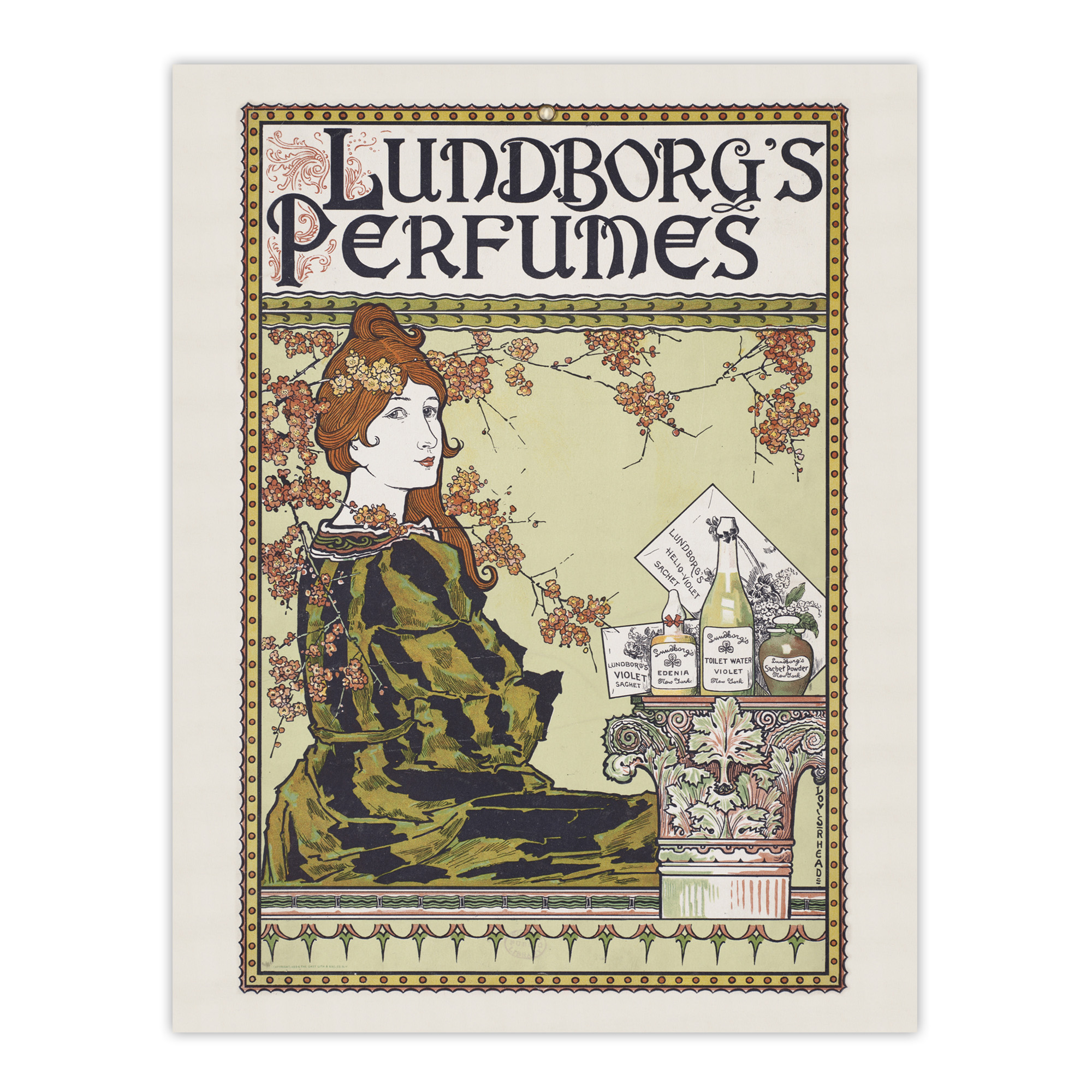 Louis Rhead Lundborgs Art Nouveau Vintage Advert Wall Art Print