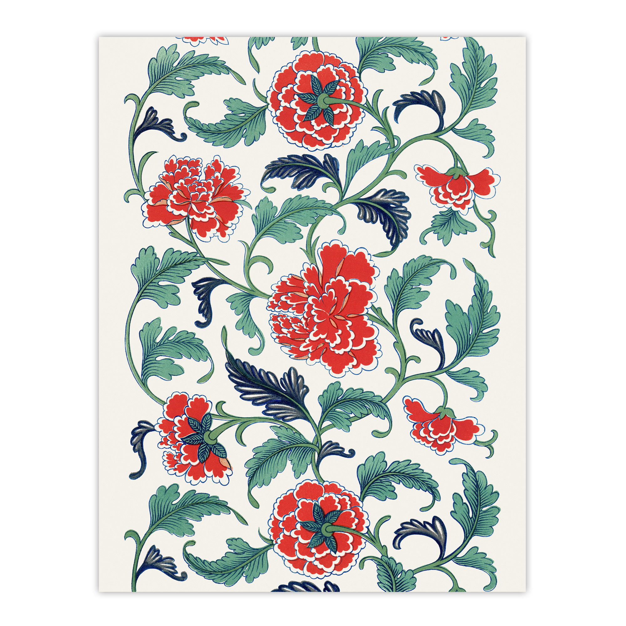 Owen Jones Elegant Red Flower Filigree Pattern Wall Art Print