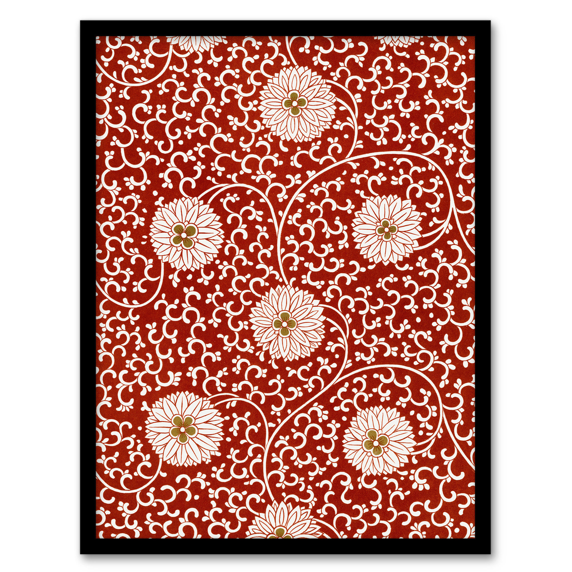 Owen Jones Floral Filigree Pattern in Red Wall Art Print