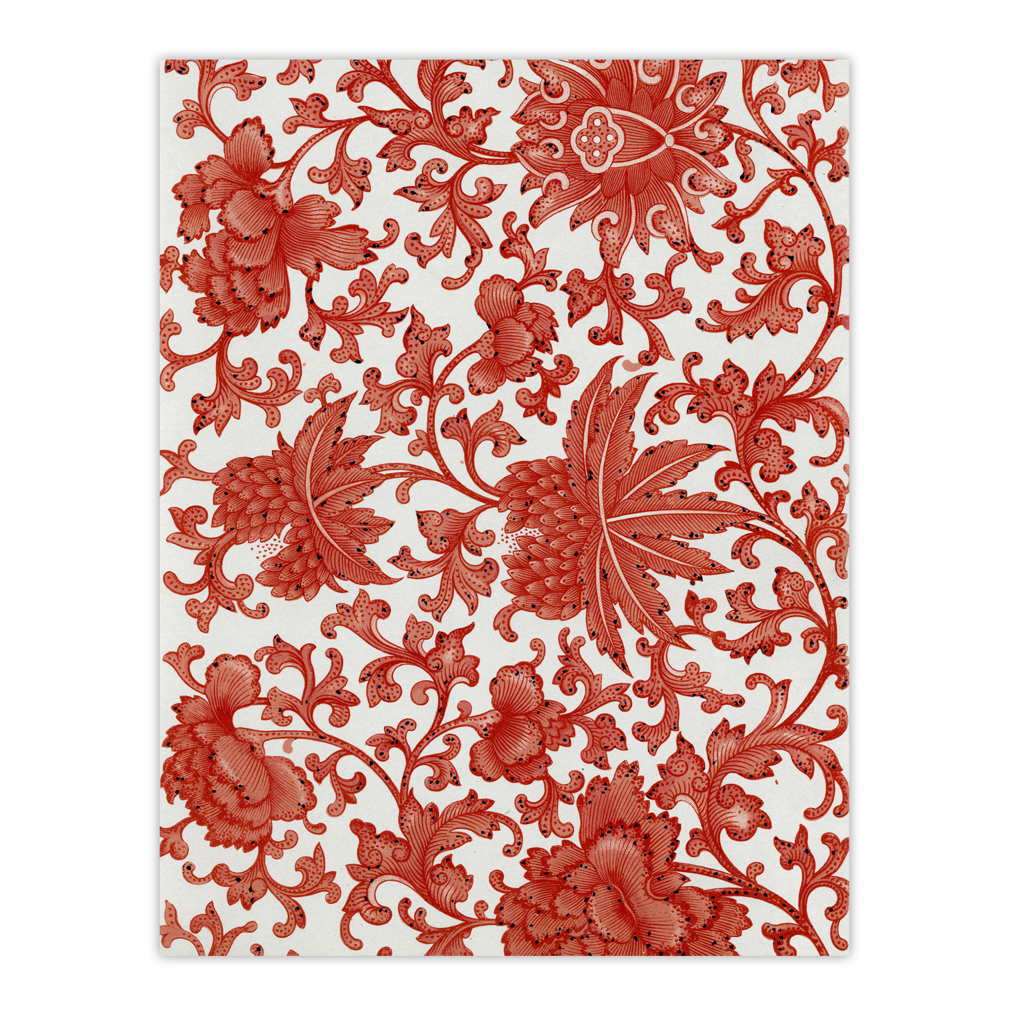 Owen Jones Ornamental Flower Pattern in Red Wall Art Print